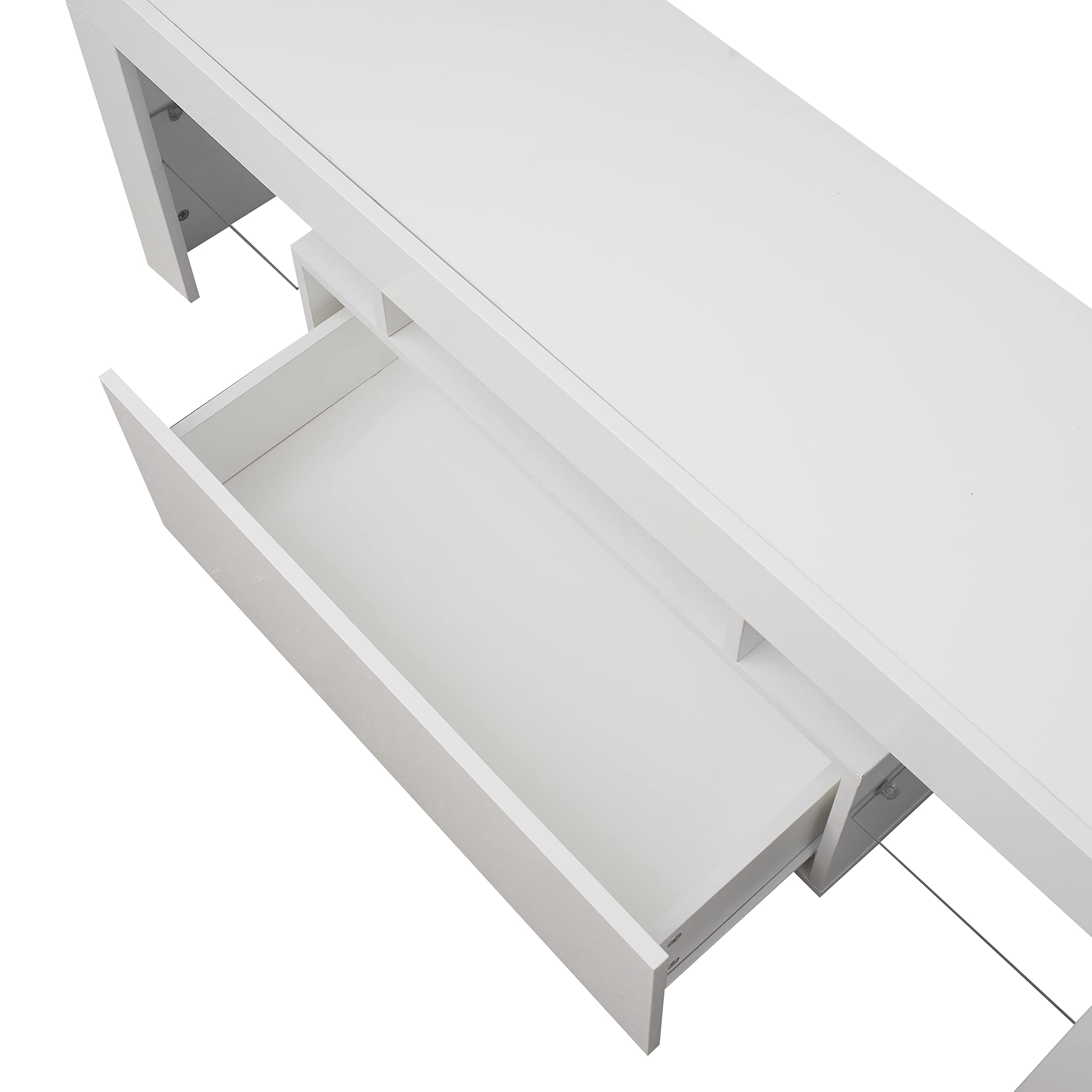 Modern TV Stand with LED Lights & Storage Drawer for 40-60 Inch TVs - Clear Glass Shelf Entertainment Center Console Table for Living Room, Bedroom & Lounge - Perfect for Movie Nights & Home Theater Setup