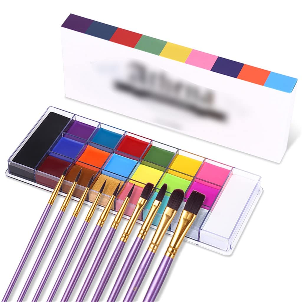 LEIGE 20 Color Face & Body Paint Palette - Professional Oil-Based Makeup Kit for Halloween, Cosplay & Costume Parties - Includes Brush - Safe for Skin - Perfect for Artists, Kids & Adults (20 Vibrant Colors)