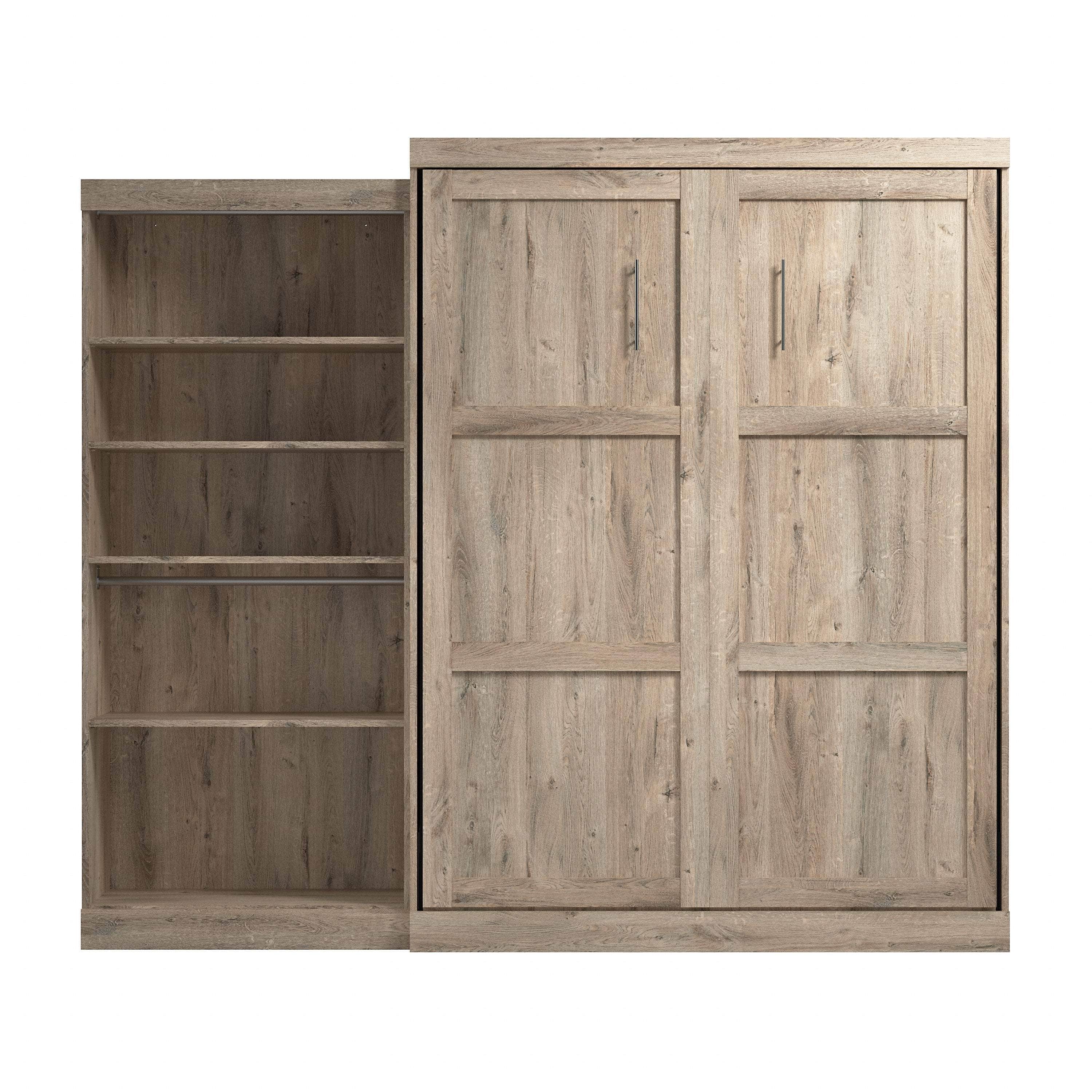 Pur Queen Murphy Wall Bed with Closet Organizer (101W) - 7 Color Options | Space-Saving Wall Bed for Small Apartments, Guest Rooms & Home Offices