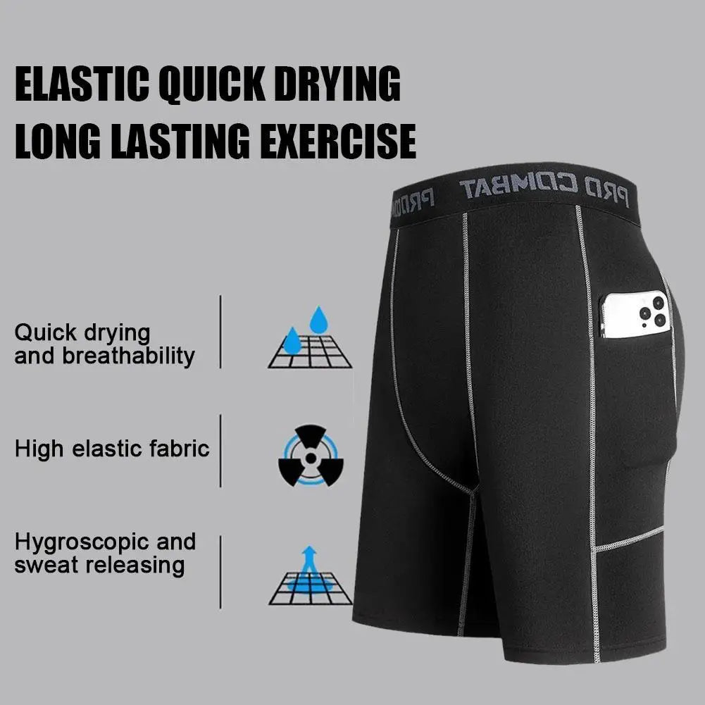 Men's Compression Shorts - Gym Workout & Sports Base Layer Tights for Running, Training & Active Wear
