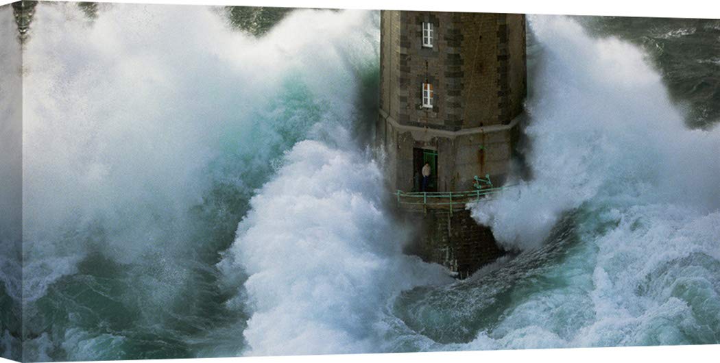 Art Print Cafe – Lighthouse Canvas Wall Art – Jean Guichard 'La Jument' Painting – 140x70 cm – Coastal Decor for Living Room, Bedroom & Office
