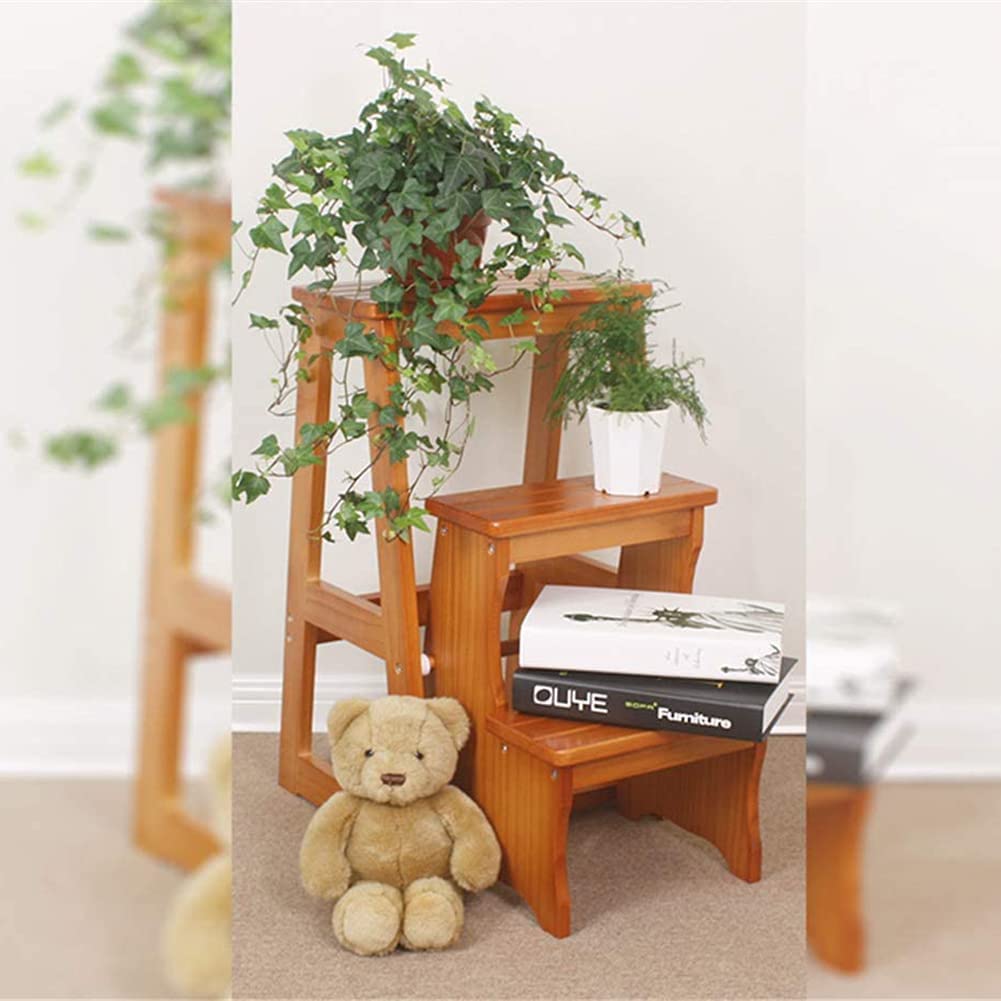 Sturdy Wooden Step Stool for Adults & Kids - Multi-Purpose Kitchen Ladder, Counter Chair, Indoor Shoe Bench & Flower Stand - Perfect for Home, Office & Gardening Use