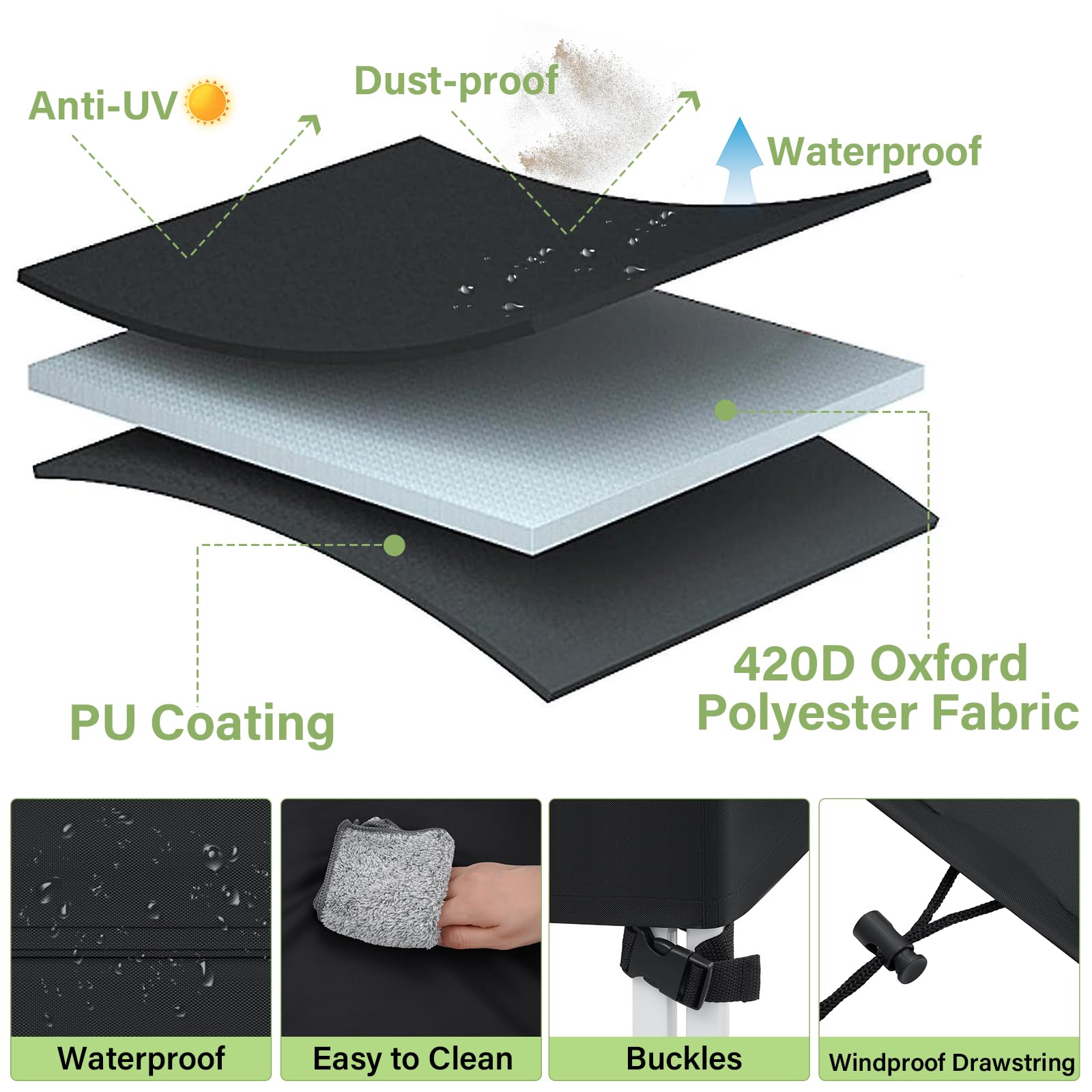 Premium Waterproof Pool Table Cover for 7/8/9 FT Tables - Heavy Duty Indoor/Outdoor Billiard Table Protector with Handles, Buckles & Drawstring - Ideal for Home Game Rooms, Bars, and Outdoor Patios