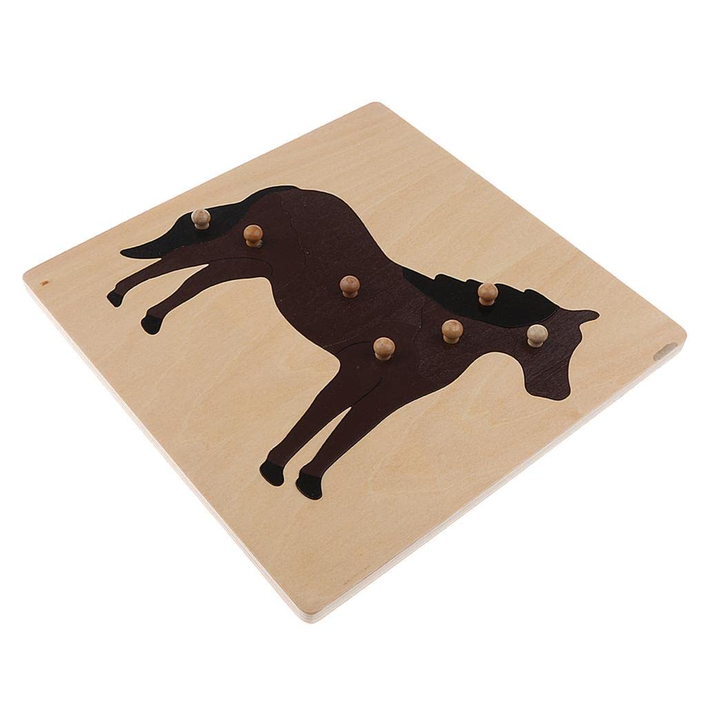 Montessori Wooden Animal Peg Puzzle Toy for Kids - Horse Jigsaw Puzzle, Educational Learning Toy for Toddlers & Preschoolers - Perfect for Classroom, Homeschooling & Pretend Play