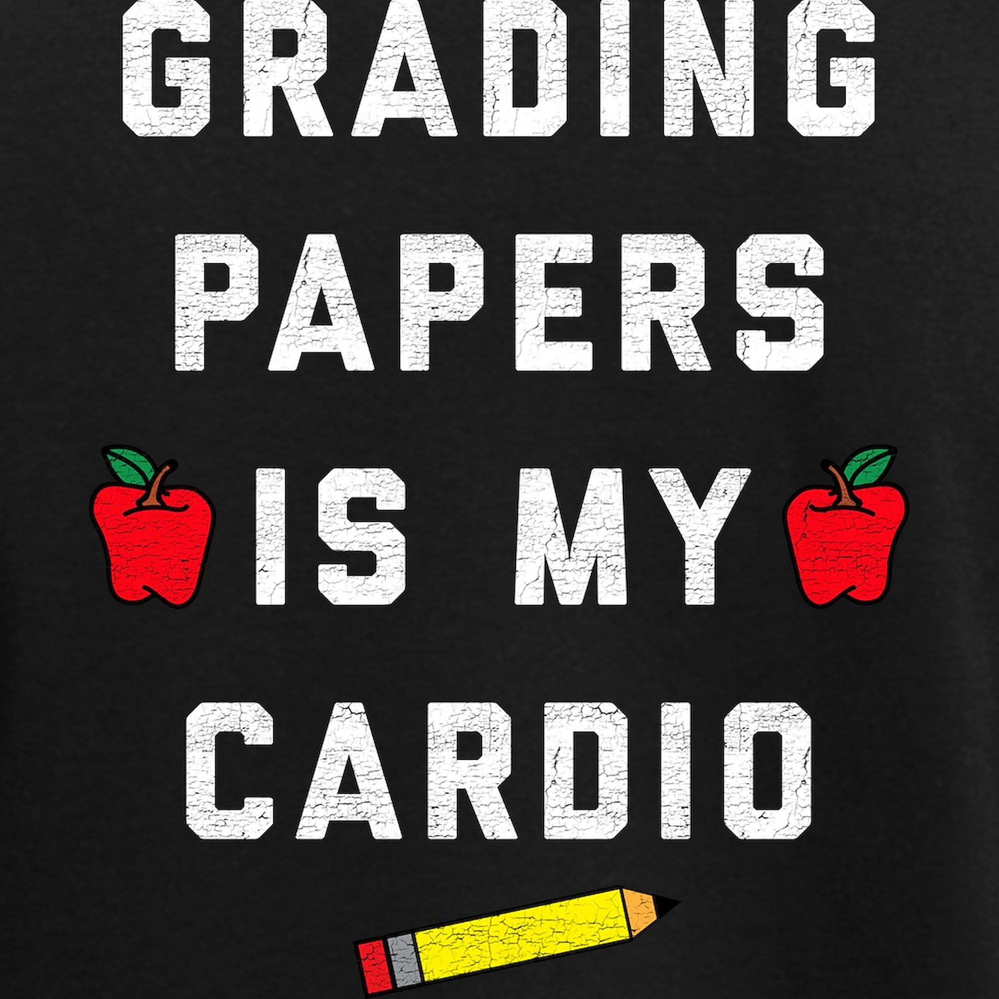 Grading Papers Is My Cardio Women's Dark Pajamas - Funny Teacher Sleepwear for Women - Comfortable Novelty PJ Set for Relaxing at Home