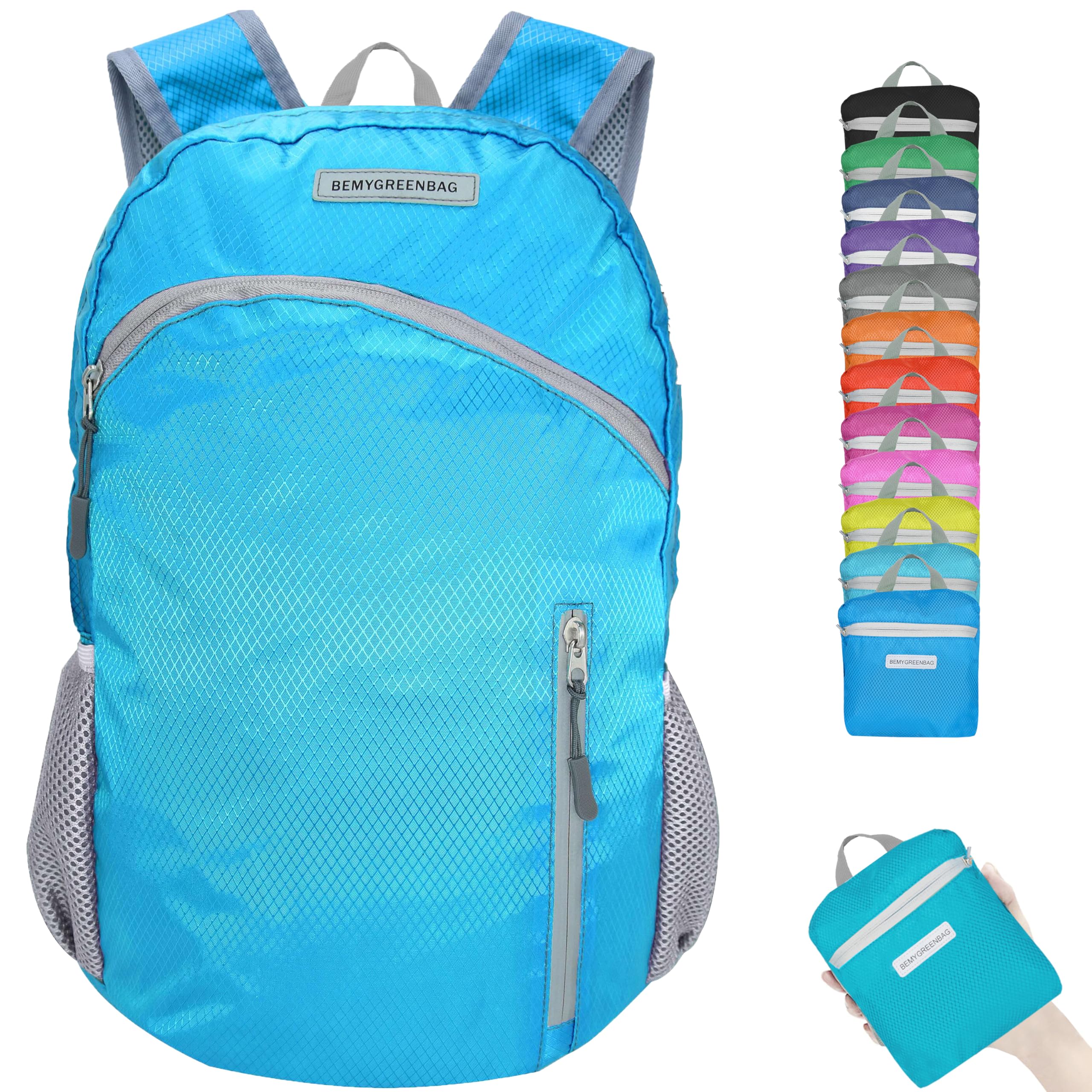 35L Foldable Waterproof Backpack for Hiking, Travel & Outdoor Sports - Lightweight Packable Daypack with Wet Clothes Compartment - Perfect for Camping, Gym & Daily Use (Sky Blue)