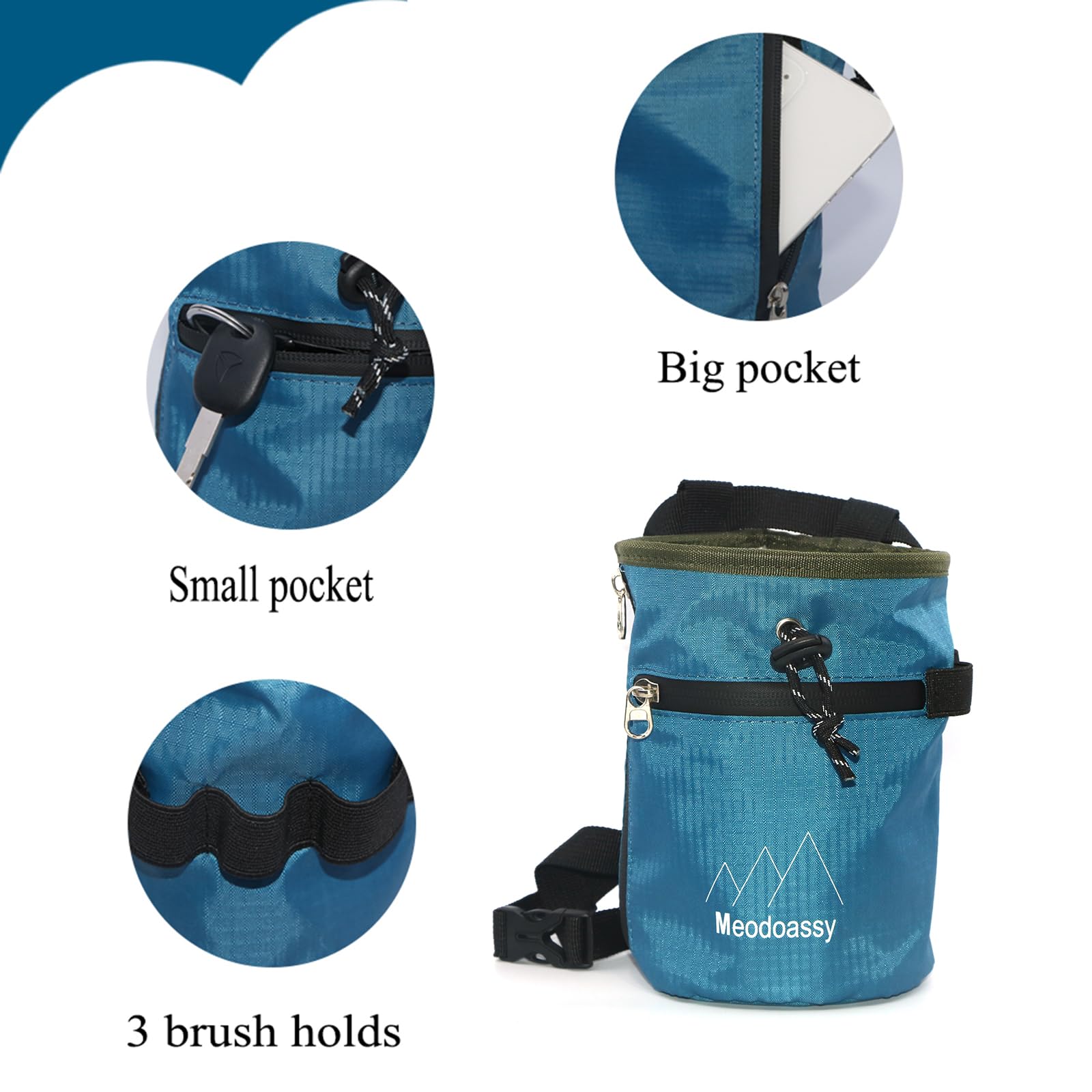 Premium Rock Climbing Chalk Bag with 2 Large Zipper Pockets - Ideal for Bouldering, Gym Weightlifting & Outdoor Climbing Gear | Durable Chalk Holder for Sports & Fitness Training