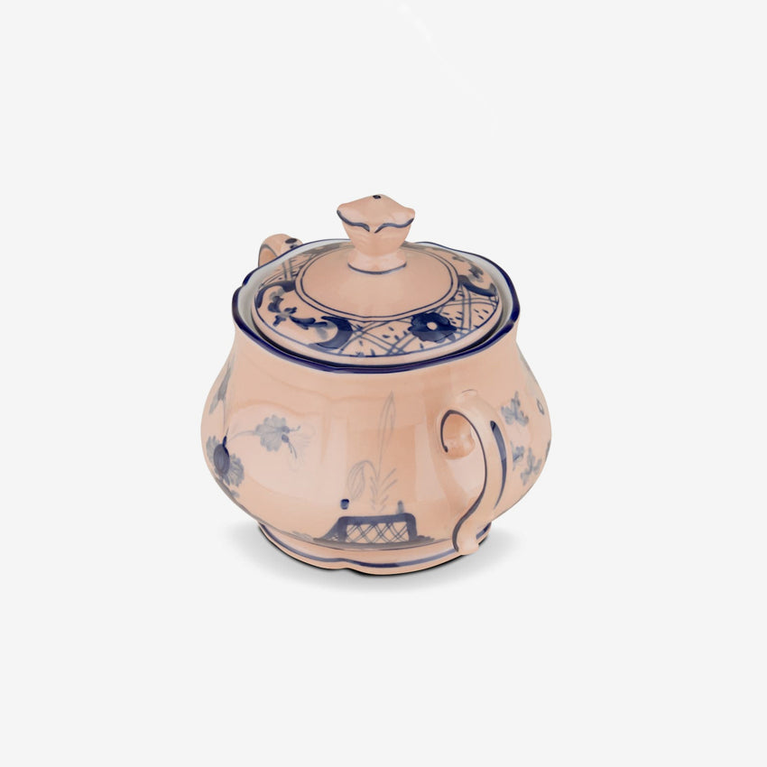 Ginori 1735 Oriente Italiano Porcelain Sugar Bowl with Lid - Elegant Tea Party & Coffee Serving Accessory for Home Dining