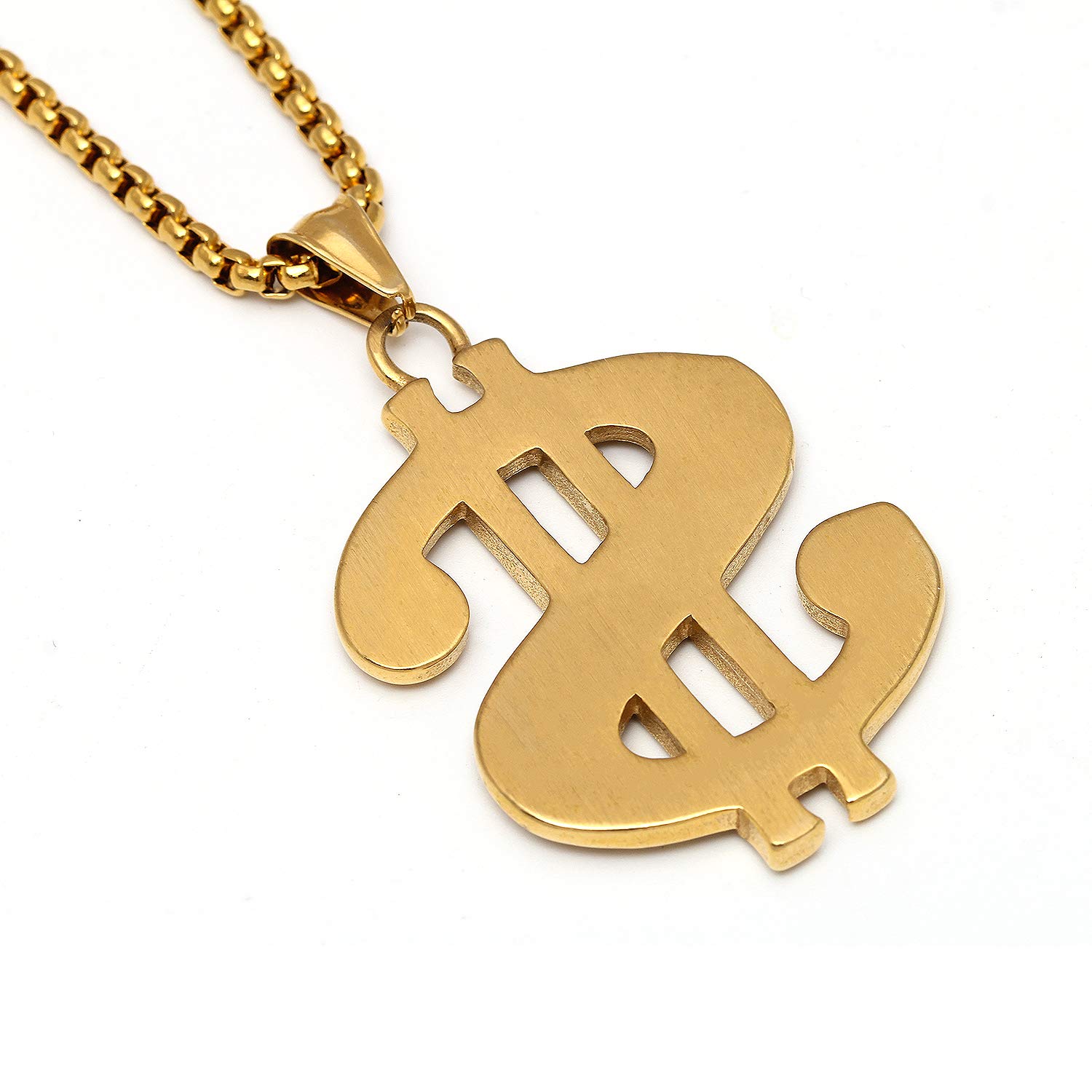 AHIER 18K Gold Plated Dollar Sign Necklace for Men - 30 Inch Rotatable Lion Head Pendant, Hip Hop Chain Jewelry | Perfect for Gifts, Parties & Streetwear Fashion