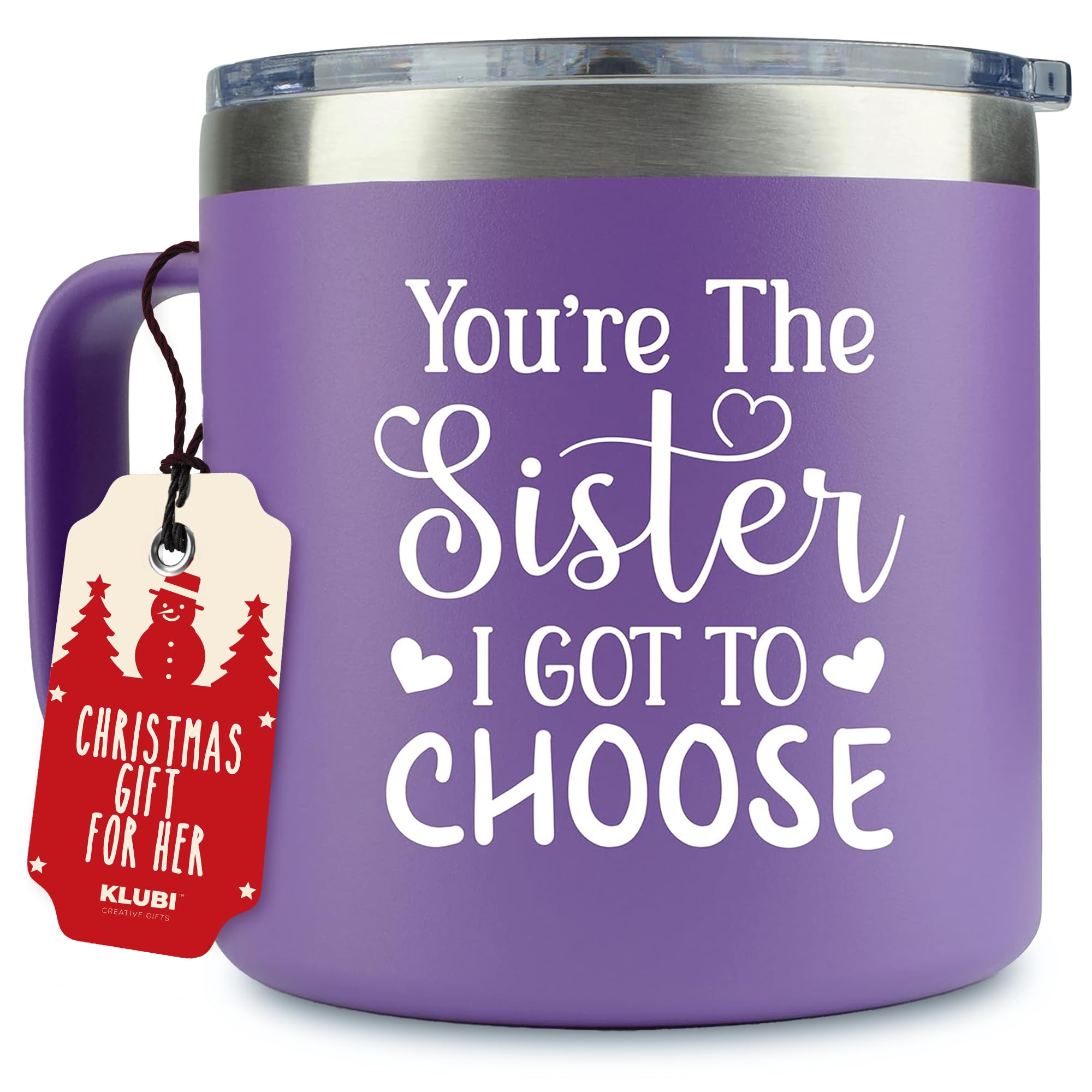 KLUBI Best Friend Gift – You’re the Sister I Got to Choose 14oz Purple Tumbler Mug, Unique Purple Gifts for Women, Sister & Friend Coffee Mug, Perfect for Valentine’s Day, Birthdays, or Everyday Use