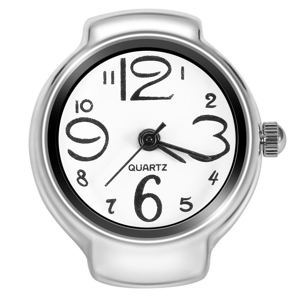 Stainless Steel Quartz Finger Ring Watch - Round Analog Ring Watch for Men & Women (White) | Elegant & Stylish Jewelry Watch for Daily Wear, Parties & Gifts