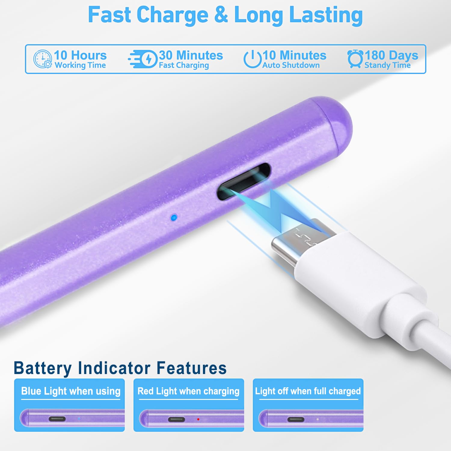 Premium Stylus Pen for iPad Pro/Air/Mini (2018-2022) - Fast Charging Active Pencil with Palm Rejection, Tilt Sensor & Magnetic Attachment | Perfect for Digital Art, Note-Taking & Professional Work