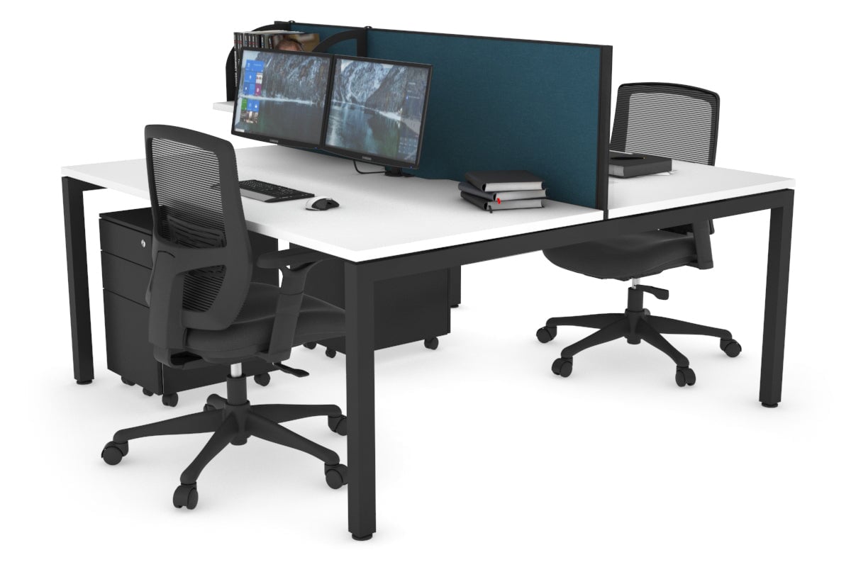 Quadro Square Legs 2 Person Office Workstation Desk - 1400L x 800W with Cable Management Scallop - Perfect for Shared Workspaces & Home Offices