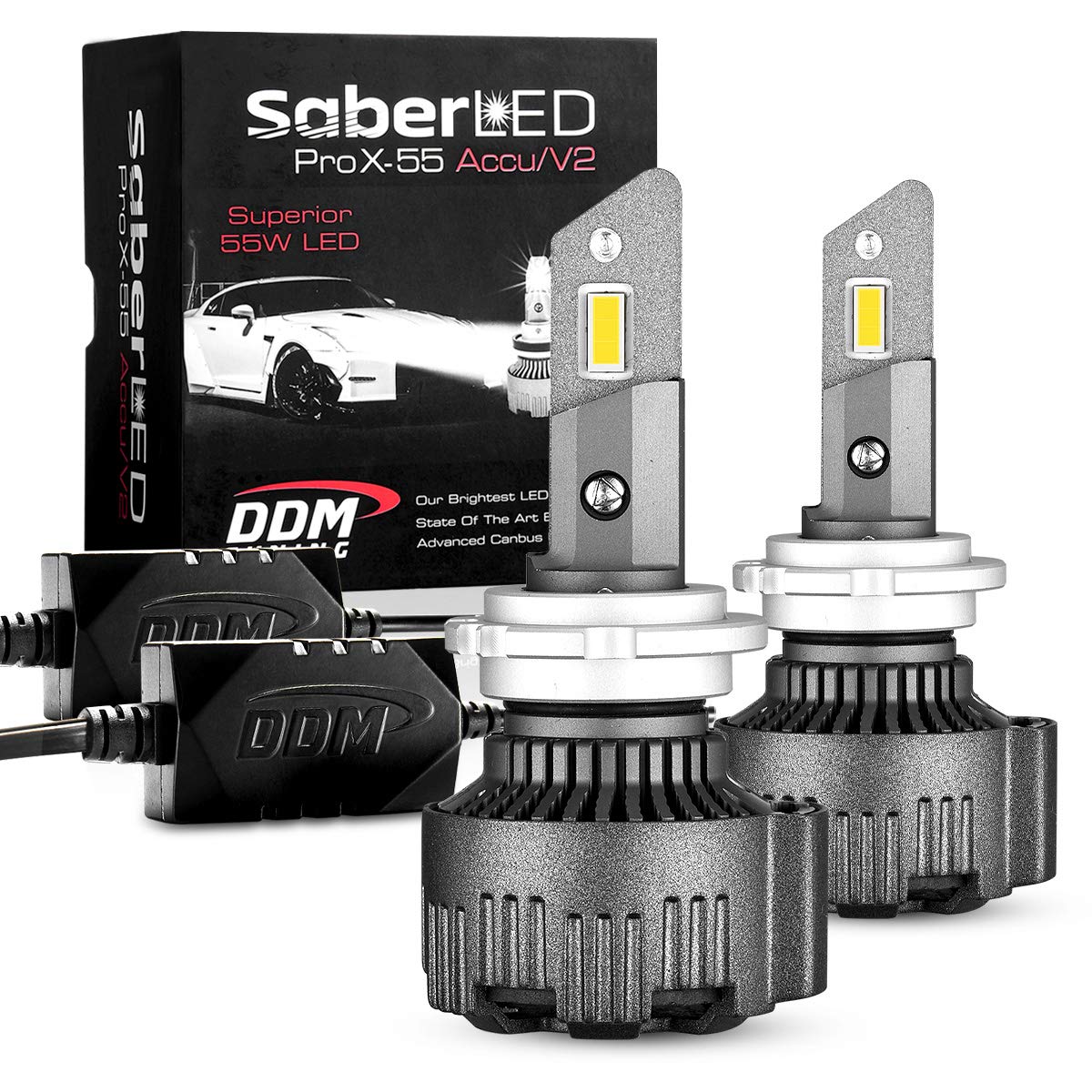 DDM Tuning Saber 55W ProX Accu/V2 LED Light Kit - 12,500LM, 6000K Cool White, Pair (D1/D2/D3/D4) - High Performance Off-Road Lighting for Trucks, Jeeps & ATVs - Perfect for Night Driving, Camping & Outdoor Adventures