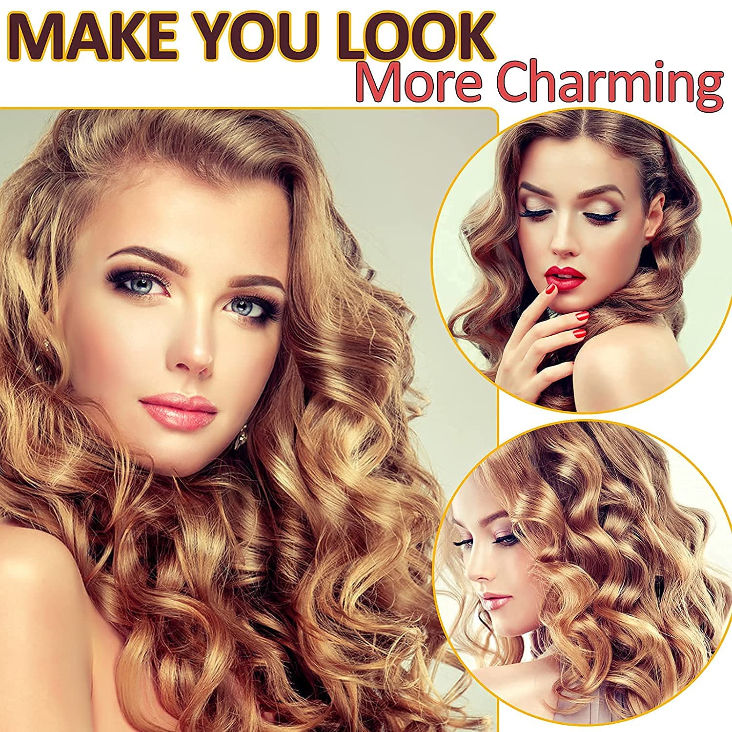 Jumbo Hair Rollers 6-Pack - Large Self-Grip Salon Hair Curlers for Women & Girls - Perfect for Voluminous Curls, Beach Waves & Salon-Styled Hair at Home