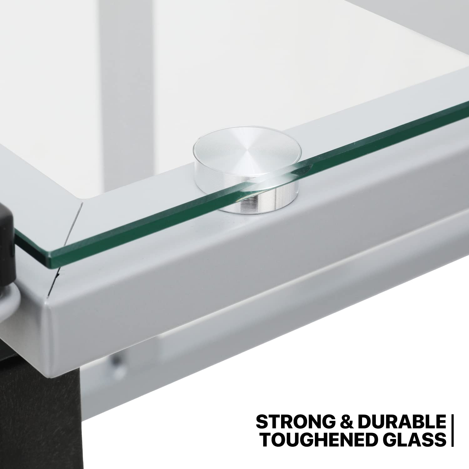 MoNiBloom Adjustable Drafting Table with Wheels, Storage & Side Tray - 0-65° Angle Glass Art Desk with Replaceable Feet for Artists, Architects & Designers - Perfect for Studio, Office & Home Workspace