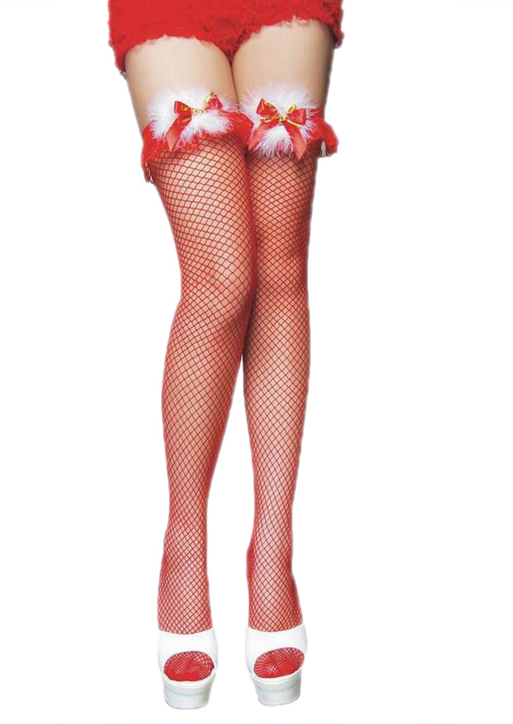 Sexy Red Fishnet Stockings for Christmas - Perfect for Holiday Parties, Cosplay & Festive Outfits