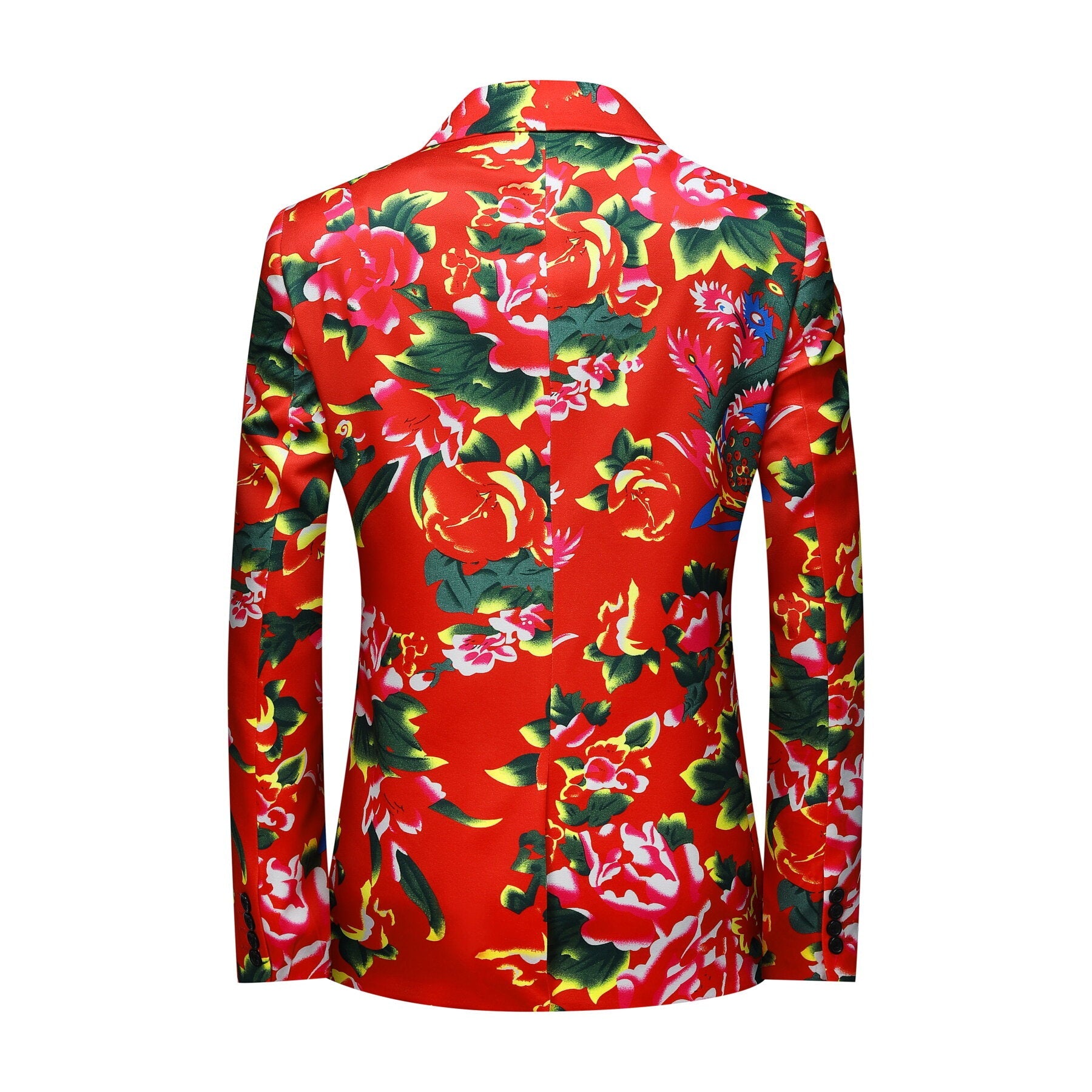 2 Piece Men's Red Bottom Big Flower Printed Suit Set - Stylish Matching Outfit for Casual Wear, Parties & Special Occasions