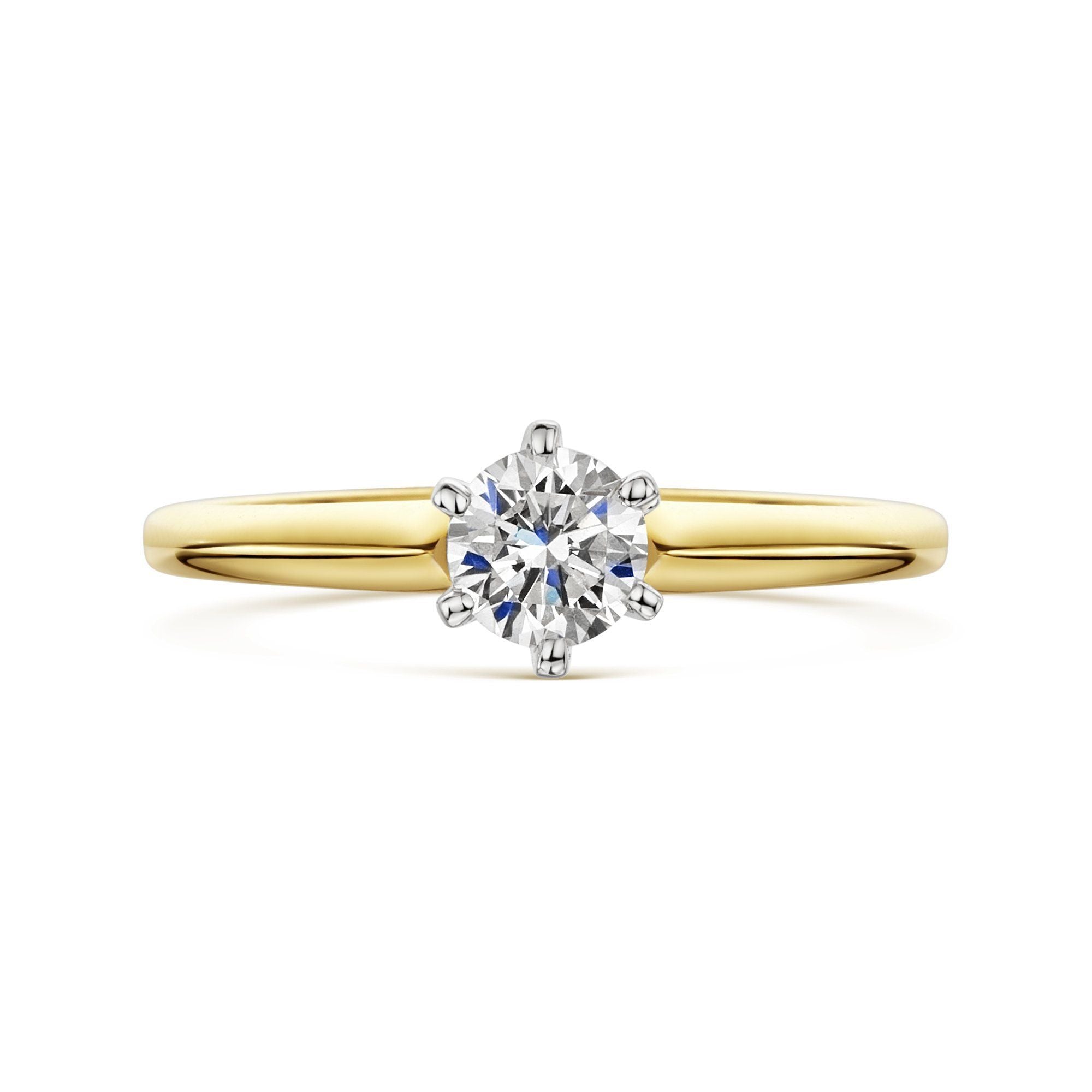 18ct Yellow & White Gold Brilliant Cut E VS Diamond Six Prong Solitaire Ring 0.75ct - Perfect for Engagement, Wedding & Anniversary Gifts