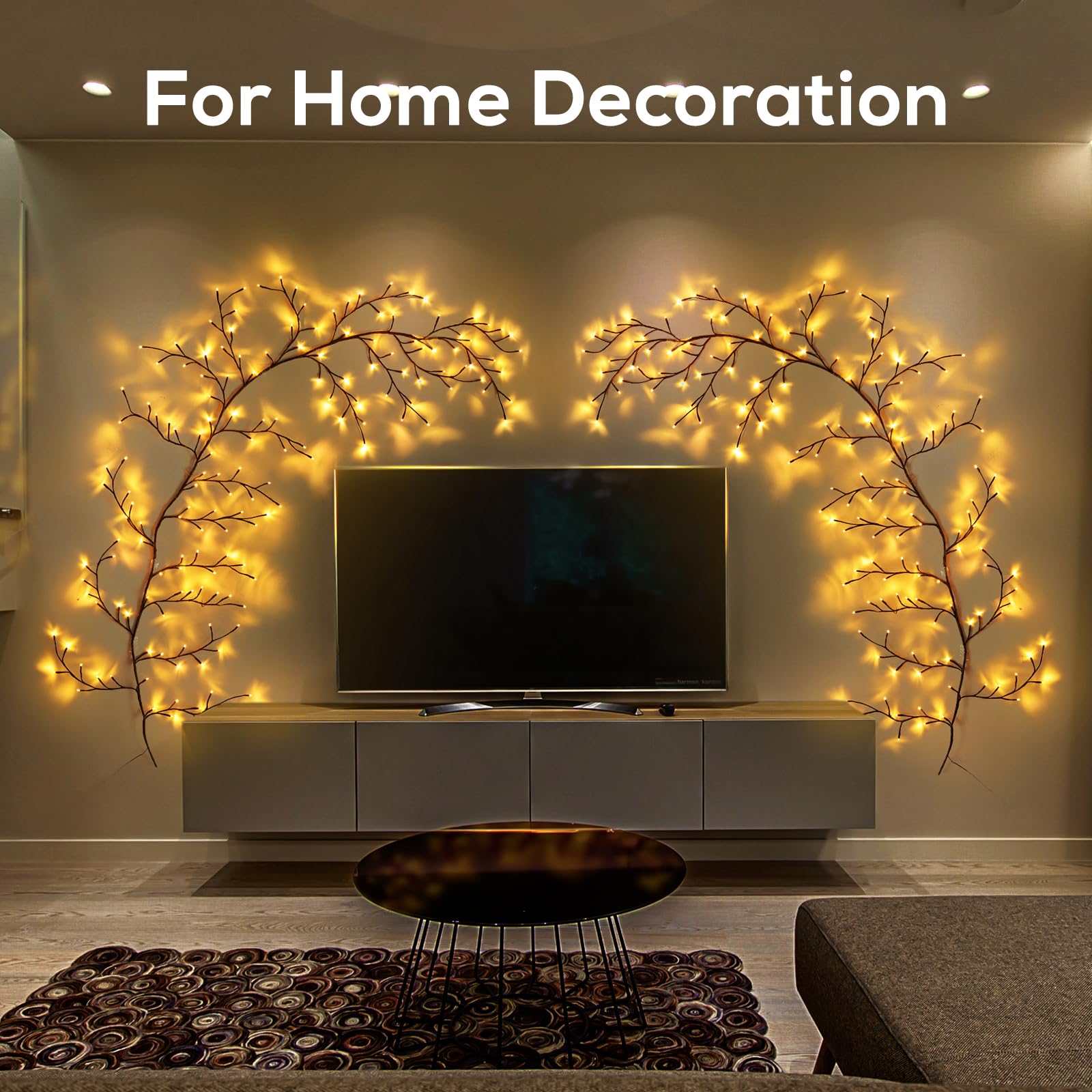 Enchanted Willow Vine Lights with 160 LEDs - 8.2FT Fairy String Lights for Bedroom, Garden & Wedding Decor - 8 Remote Control Modes, Waterproof Outdoor/Indoor Use (Black, 1PCS)