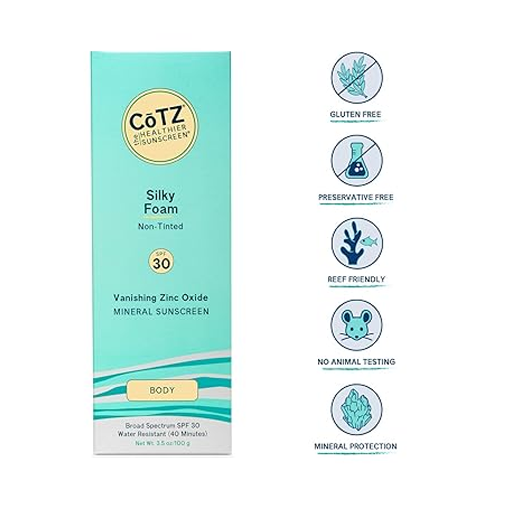 CoTZ Silky Foam SPF 30 Sunscreen - Lightweight, Non-Greasy Daily Face & Body Sun Protection for Sensitive Skin | Perfect for Beach, Outdoor Activities & Daily Use