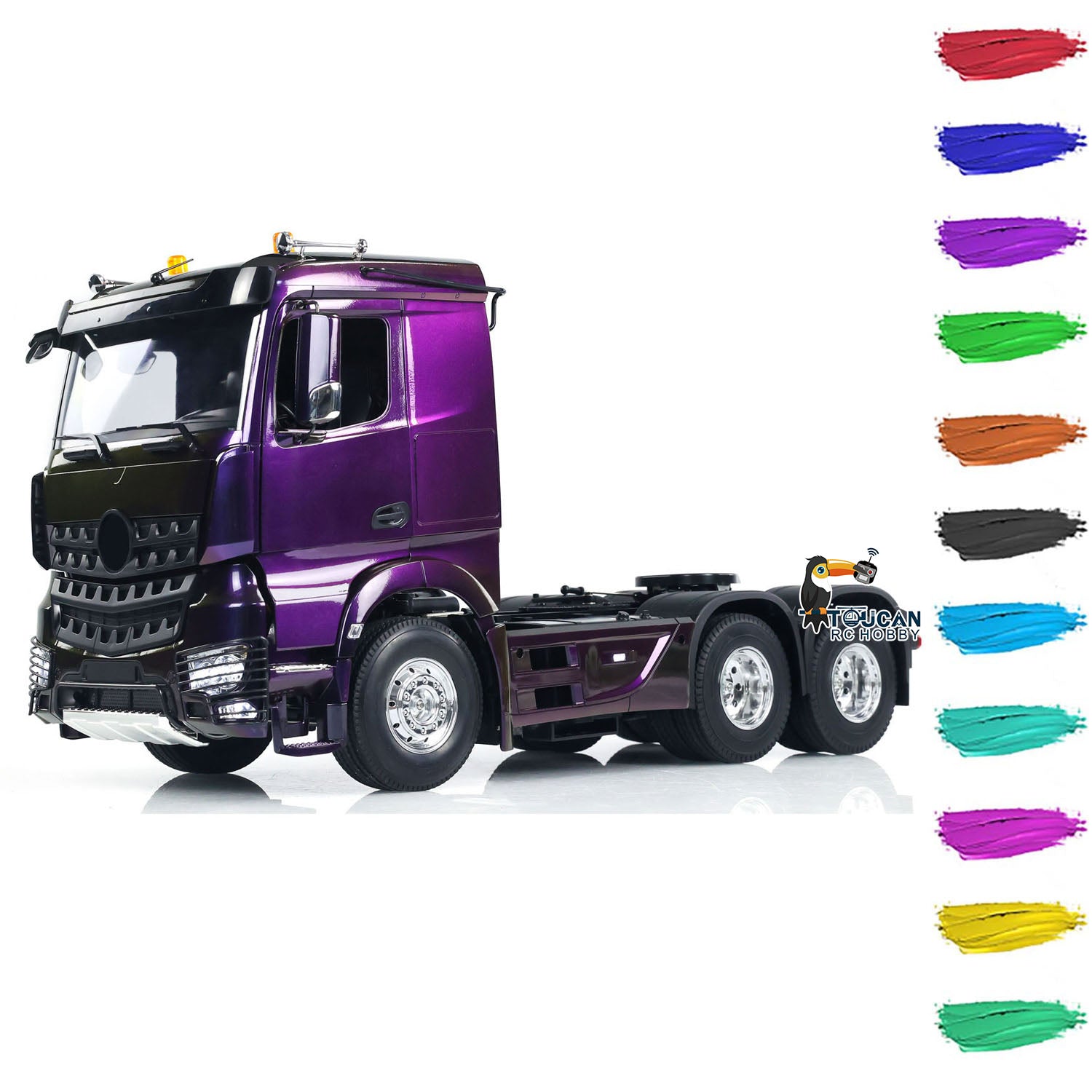1/14 Scale 6x4 RC Tractor Truck - Remote Control Car with Realistic Light & Sound Effects, Rotating Roof Lights | PNP/RTR Options | Perfect for Construction Site Play, Off-Road Racing & Collector Display