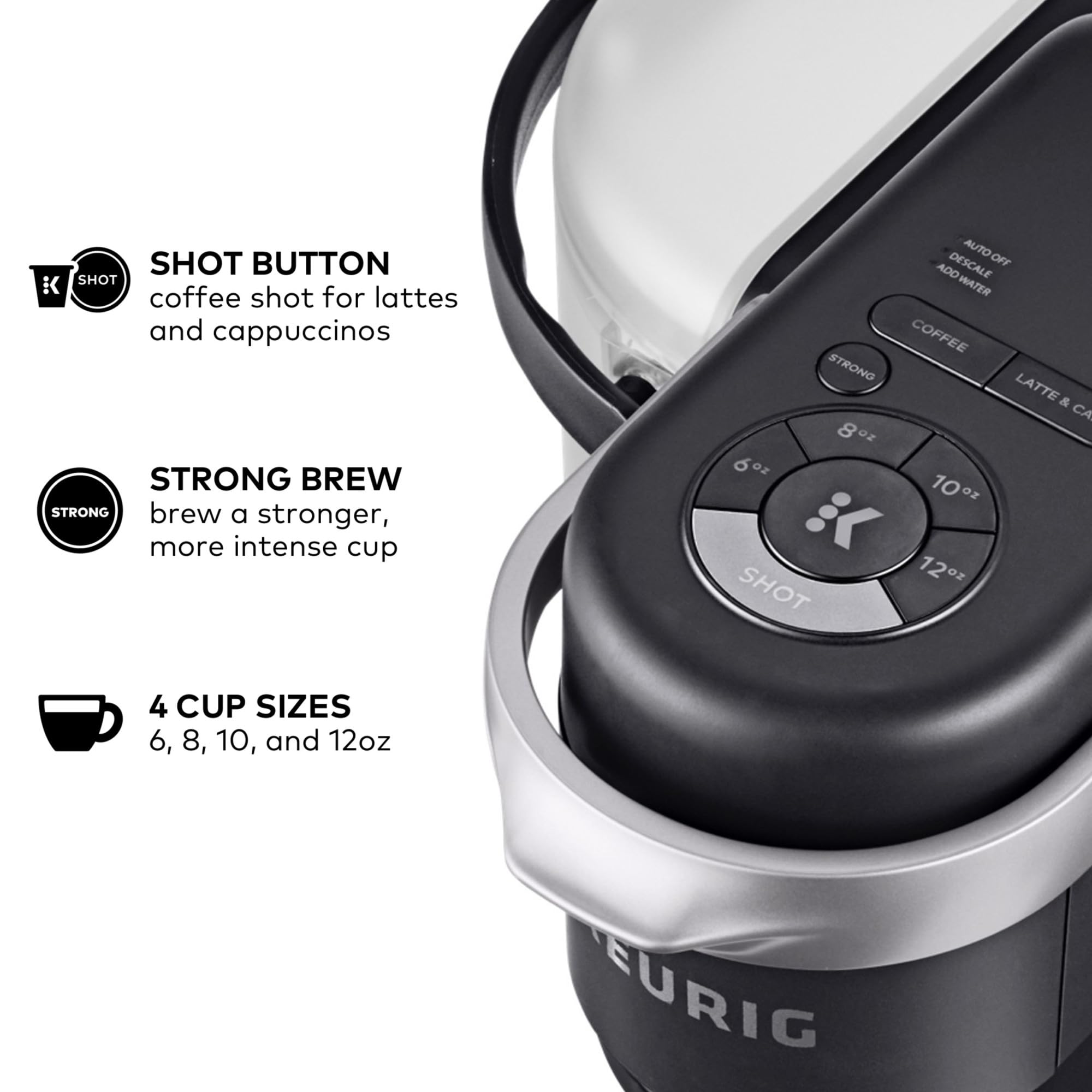 Keurig K-Cafe Single Serve Coffee Maker with Latte & Cappuccino Function - Includes 32 K-Cup Pods (Dark Charcoal) - Perfect for Home, Office & Small Spaces