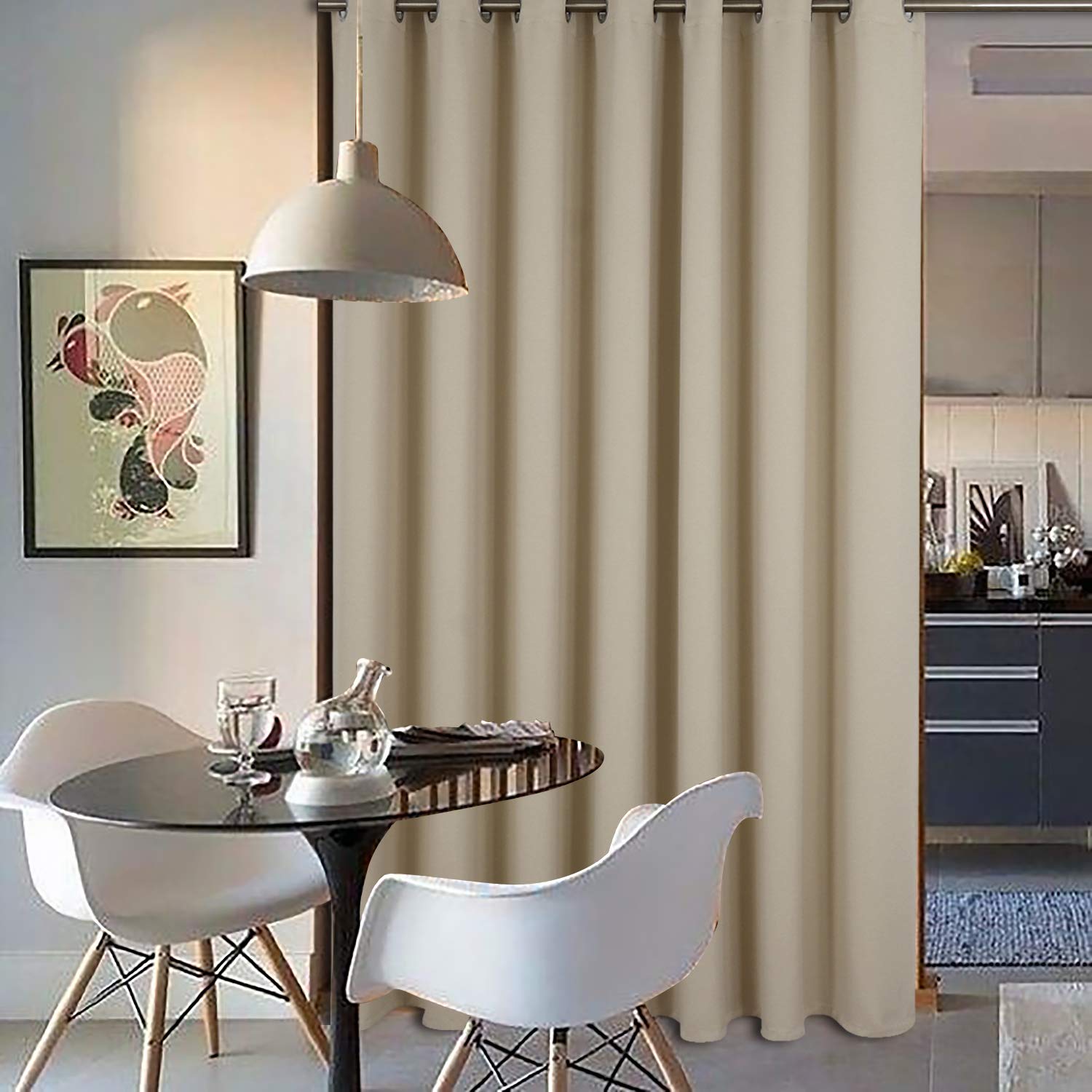 BGment Blackout Curtains 84 Inch Length - Room Darkening Window Panel for Bedroom, Living Room, Bathroom & Closet Door (52x84 Inches, Beige) | Noise Reducing, Privacy Room Divider for Home & Office Use