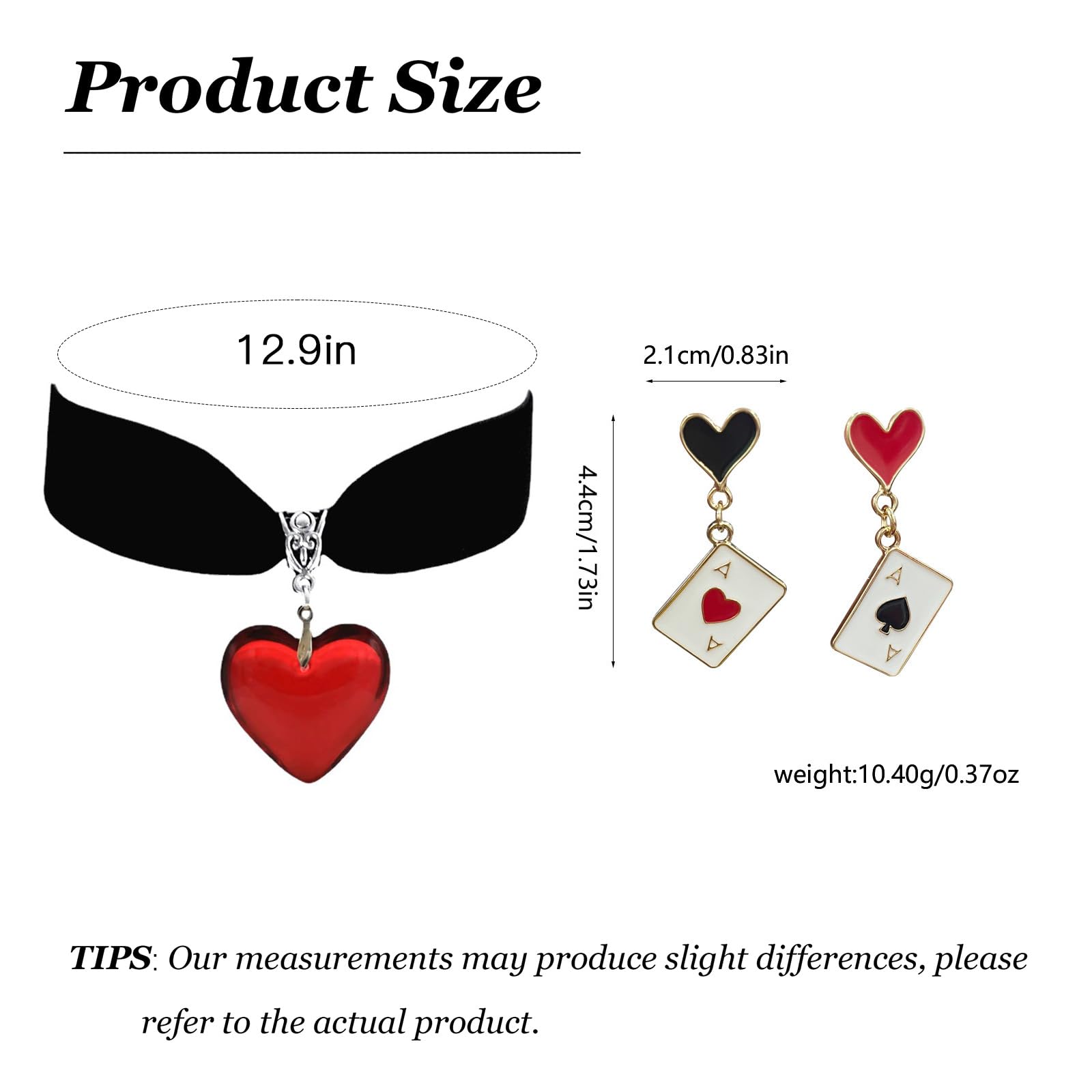 Red Heart Necklace & Earrings Set - Gothic Queen Costume Jewelry for Women | Vampire Blood Choker Necklace with Heart Charm & Dangling Earrings | Perfect for Halloween, Cosplay, Gothic Fashion & Vampire Themed Parties