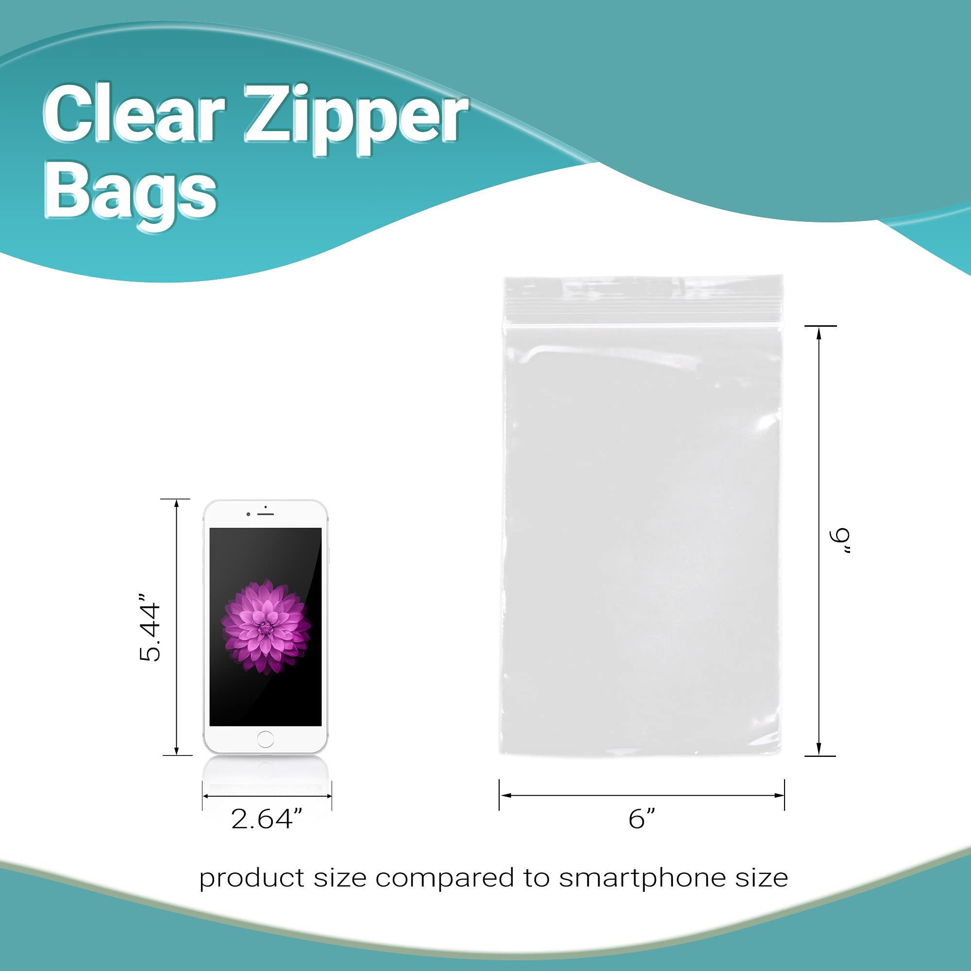 APQ 6x9 Inches Clear Reclosable Zipper Bags - 1000 Pack, 2 Mil Thick Waterproof Plastic Storage Bags with Secure Zipper Closure for Jewelry, Crafts, Beads & Small Parts | Ideal for Organizing, Packaging, Shipping & Industrial Use