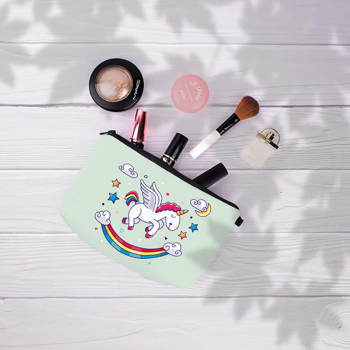Crazyify The Magical Unicorn Cosmetic Bag | Women's Canvas Makeup Pouch with Zipper | Travel Toiletry Storage Organizer | Waterproof Cosmetic Case for Girls & Teens | Perfect for Travel, Gym, School & Daily Use