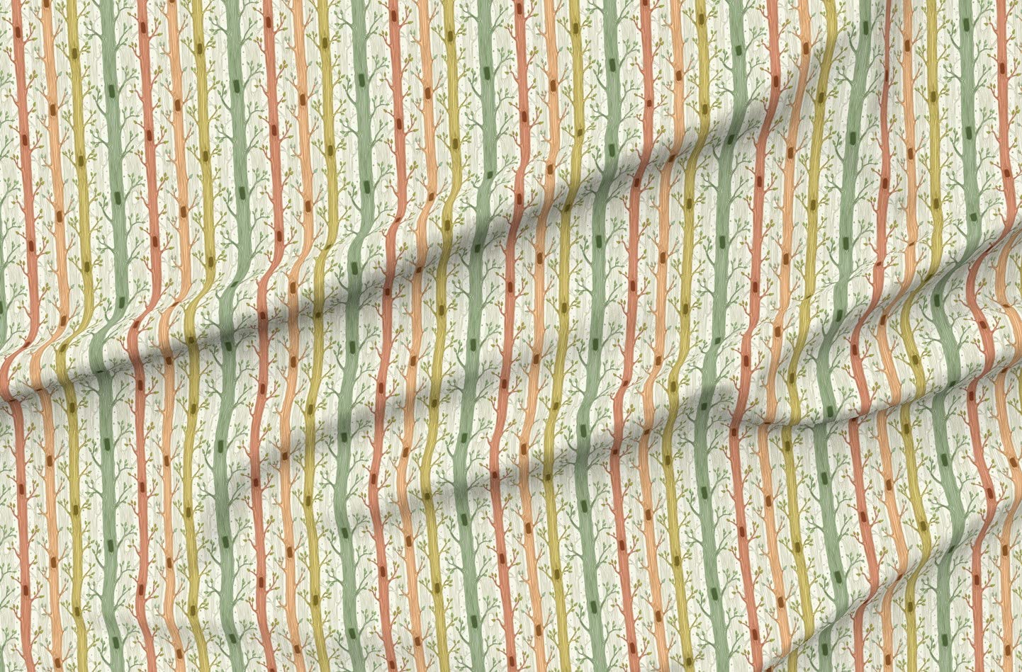Spring Forest Woodland Green Nursery Fabric - Gender Neutral Nature Trees Printed on Petal Signature Cotton by The Yard - Perfect for Sewing, Quilting, Apparel, Crafts & Home Decor | Ideal for Baby Nurseries, DIY Projects & Eco-Friendly Fashion