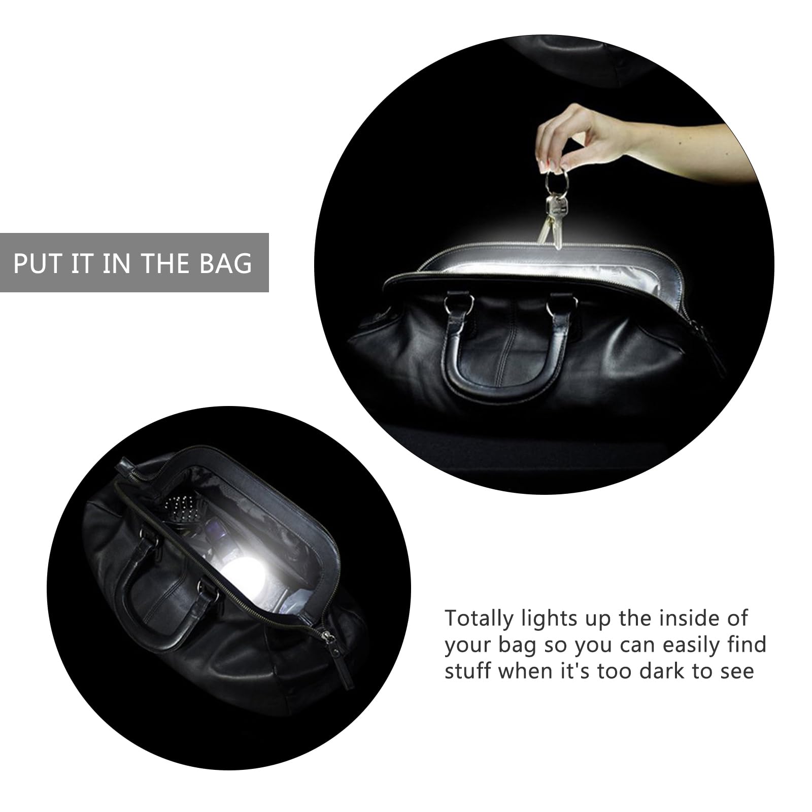 Mobestech 2 Pack LED Purse Lights with Motion Sensor - Clip On Handbag Lights for Women & Girls (White) | Perfect for Evening Events, Parties & Nighttime Safety