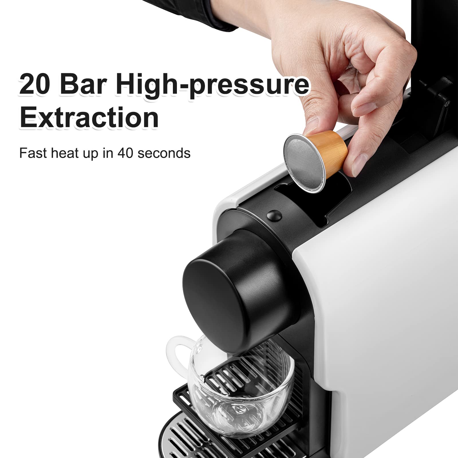 Mini Espresso Machine for Nespresso Original Line Pods - Compact Capsule Coffee Maker with 20 Bar Pressure Pump & 22oz Removable Tank | Perfect for Home, Office & Small Spaces