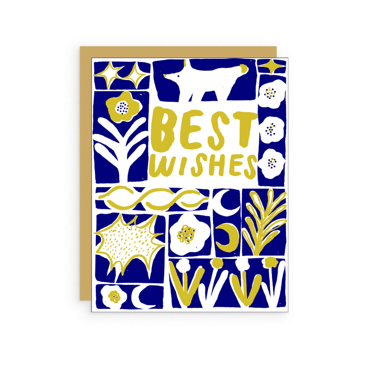 Folk Best Wishes Greeting Card - Handmade Birthday & Holiday Cards for Friends & Family - Perfect for Christmas, Thanksgiving & Special Occasions