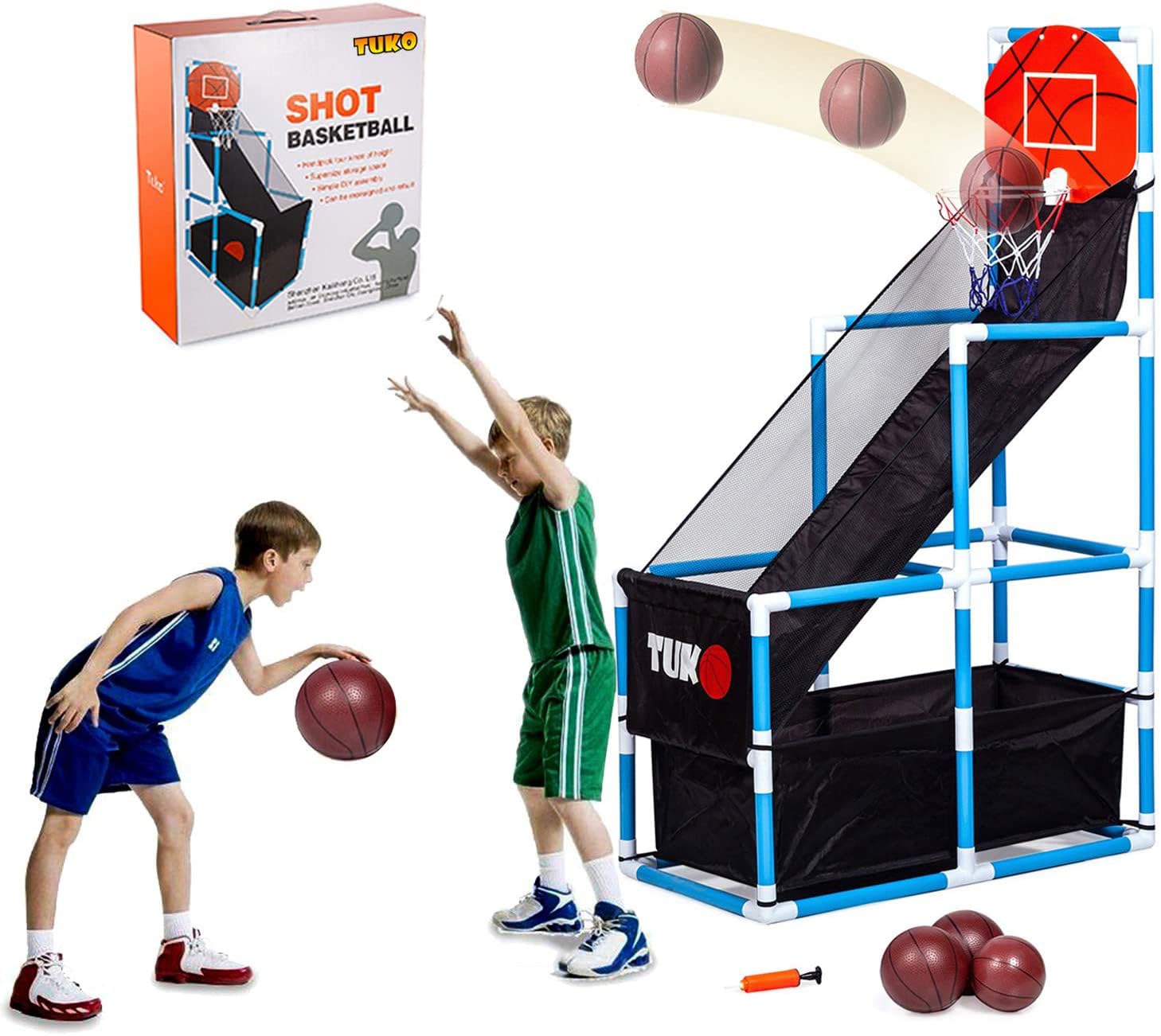 Tuko Toddler Basketball Hoop - Adjustable Height Arcade Board Game Toy for Kids Ages 3+ | Indoor/Outdoor Basketball Shooting Training System with Ball | Perfect Birthday Gift for Boys & Girls | Fun Playtime at Home, Park or Backyard (2024 Edition)