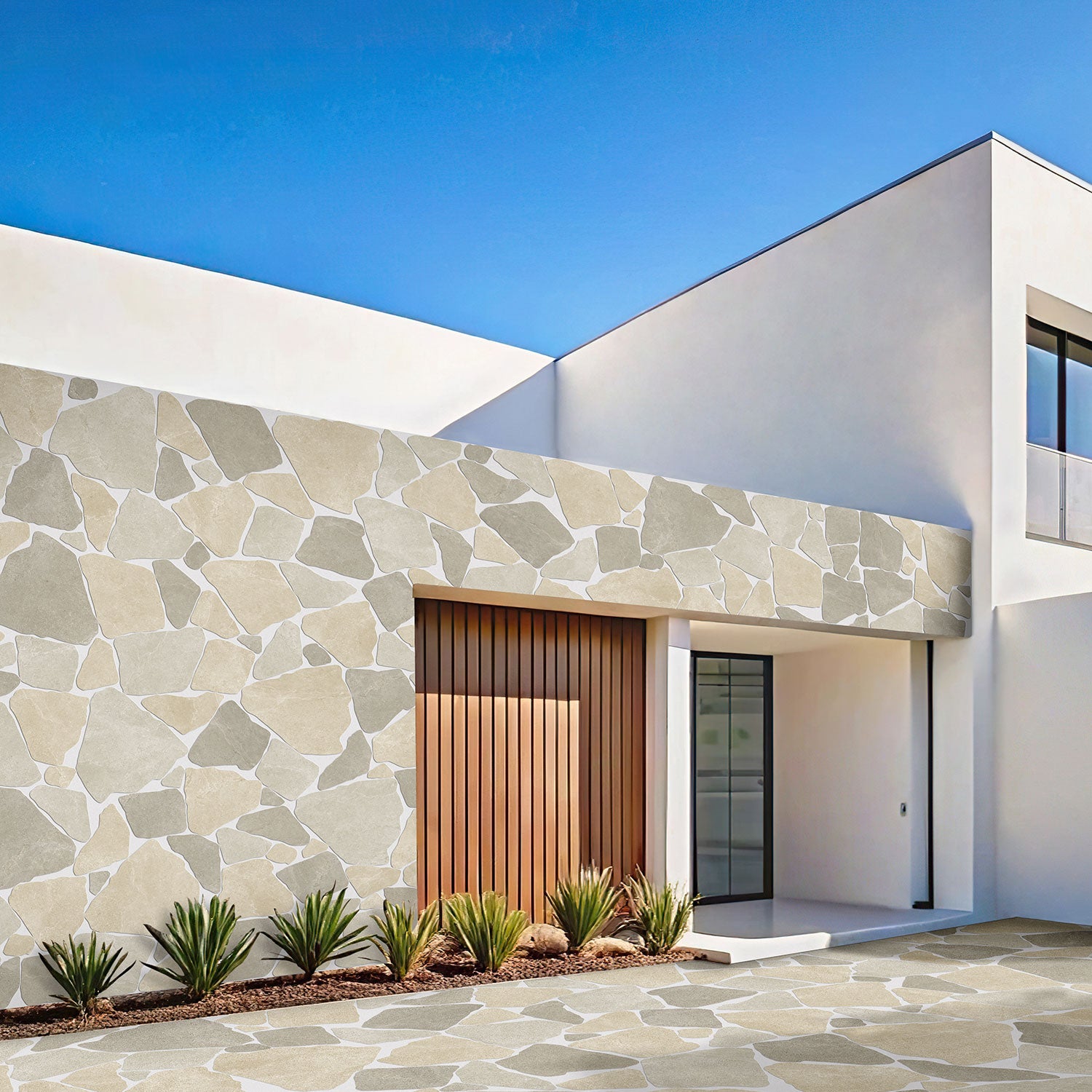 Noosa Rock Stone Look Crazy Paving Floor and Wall Cladding Tile - Natural Stone Effect Tiles for Indoor/Outdoor Decoration - Perfect for Patios, Gardens, and Feature Walls