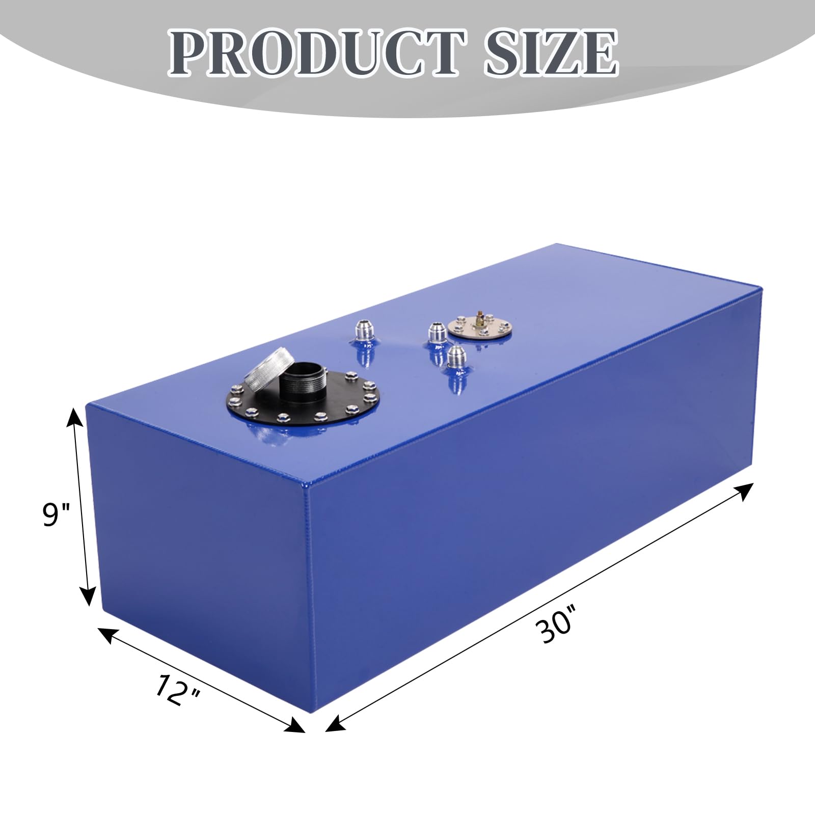 Autoforever 15 Gallon Aluminum Fuel Cell with Top-Feed Design - Polished Finish, Oil Level Sender, Blue - Ideal for Race Cars & Drift Vehicles