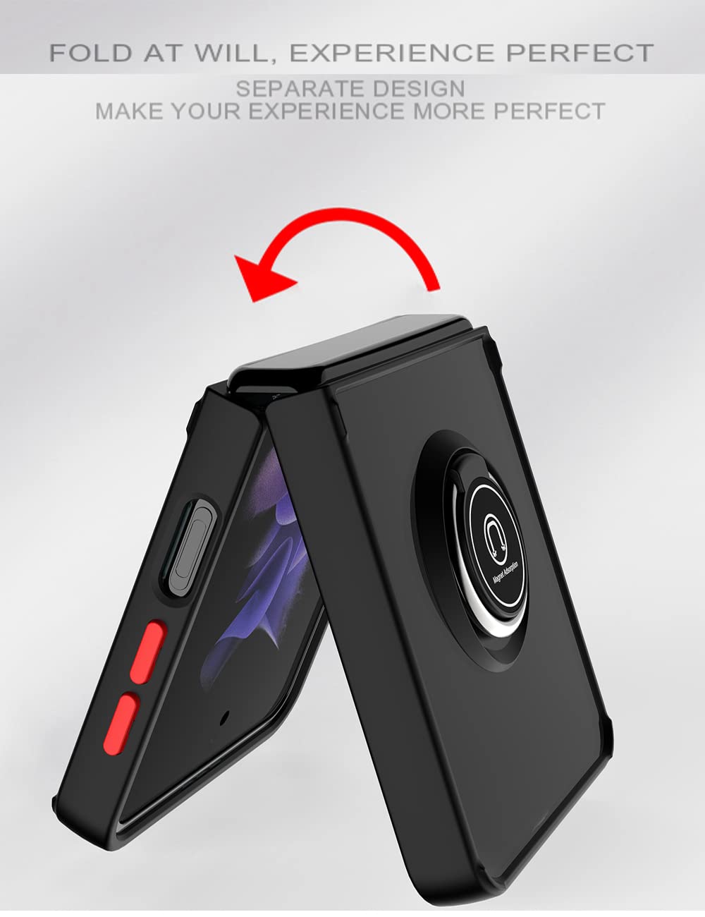 Samsung Galaxy Z Flip 3 5G Case (2021) - 360° Rotating Ring Kickstand, Shockproof Protective Bumper Cover | Perfect for Everyday Use, Travel & Outdoor Activities