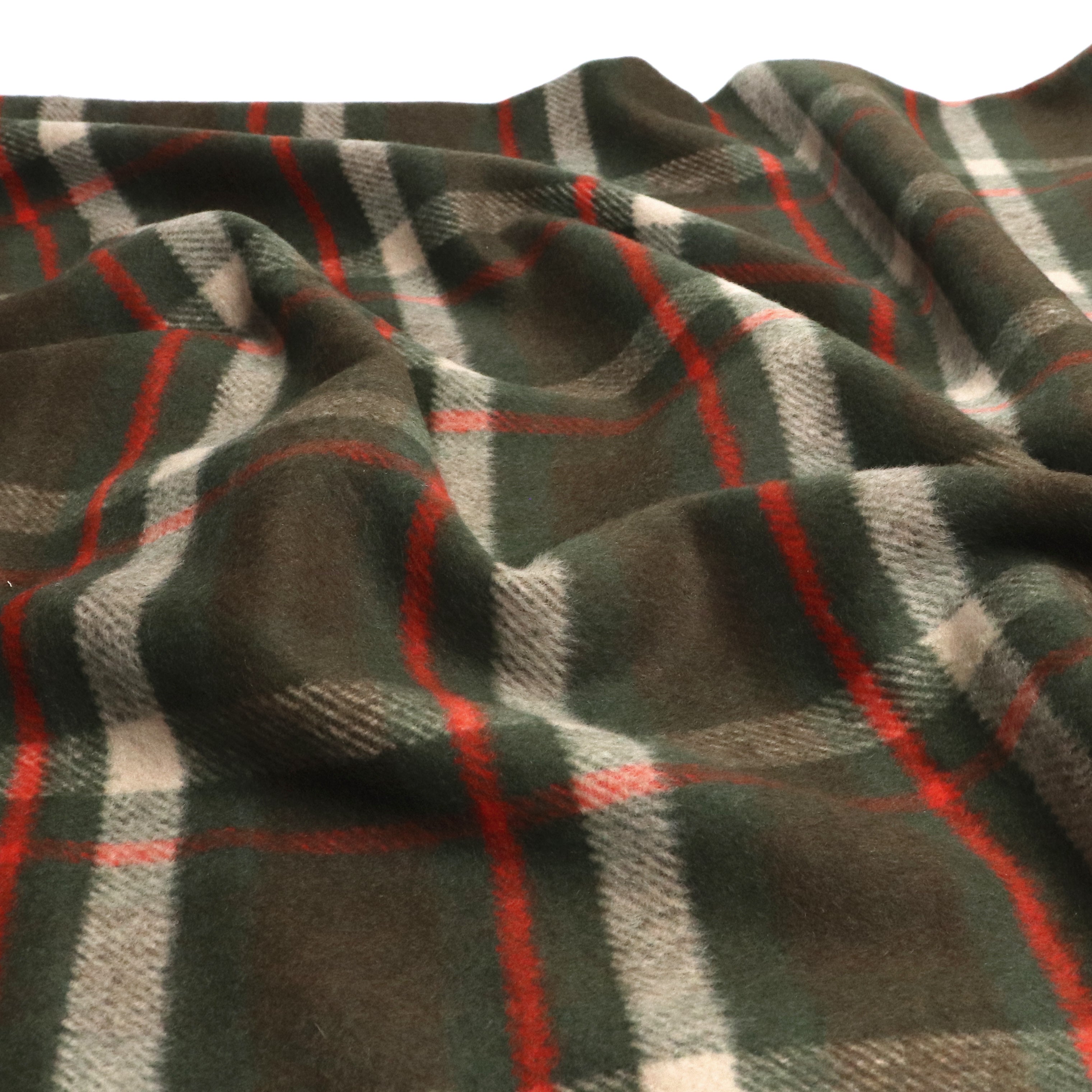 Premium Yarn Dyed Wool Blend Coat - Green & Orange Checkered Pattern | Warm Winter Jacket for Men & Women | Perfect for Outdoor Activities & Casual Wear