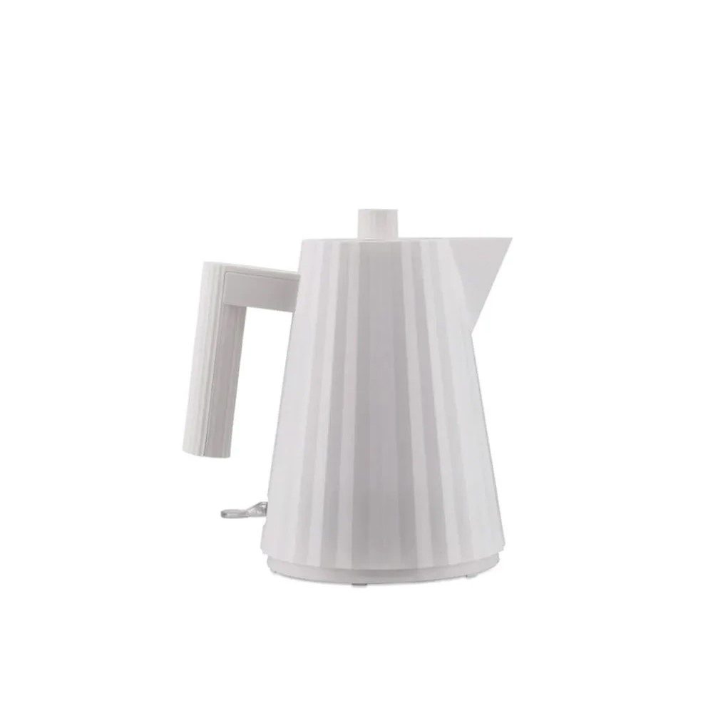 Alessi Plisse Electric Kettle 1L White - Fast Boiling Stainless Steel Water Heater for Tea, Coffee & Office Use
