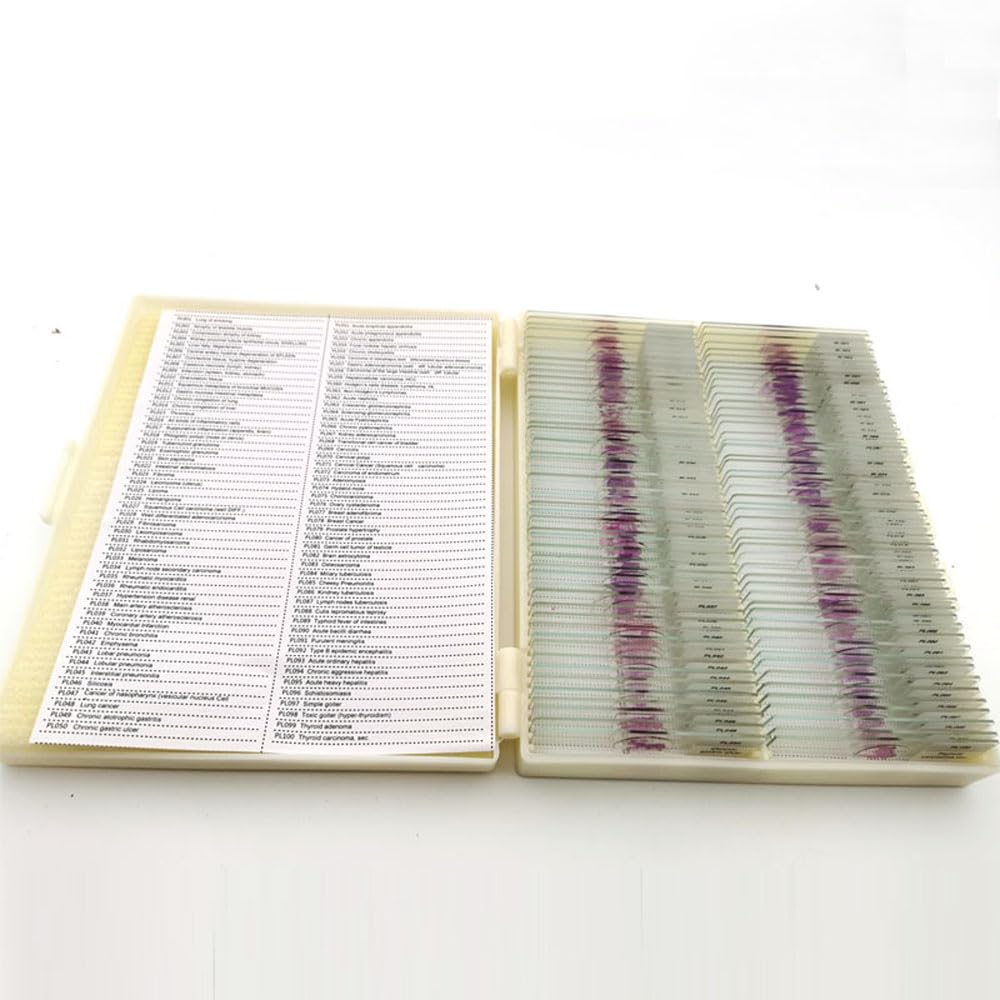 100pcs Human Pathological Tissue Specimen Slides - Prepared Microscope Slides for Medical Education & Research | Ideal for Lab Studies, Histology Classes & Disease Diagnosis