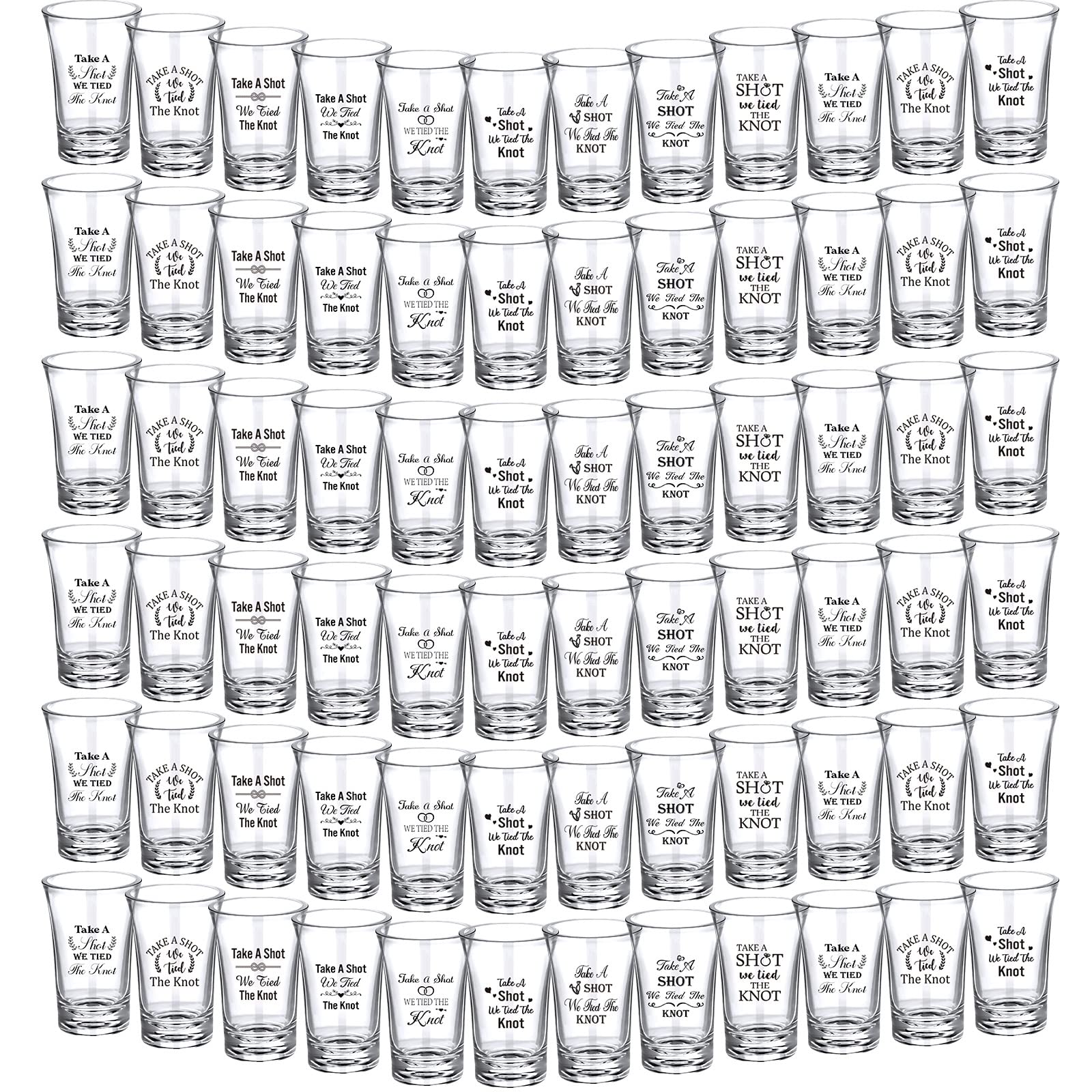 Skylety 144-Piece Acrylic Shot Glass Set - 1.2 oz Wedding Party Favors, Bridal Shower Gifts, 9 Stylish Designs - Perfect for Bachelorette Parties, Rehearsal Dinners & Anniversary Celebrations