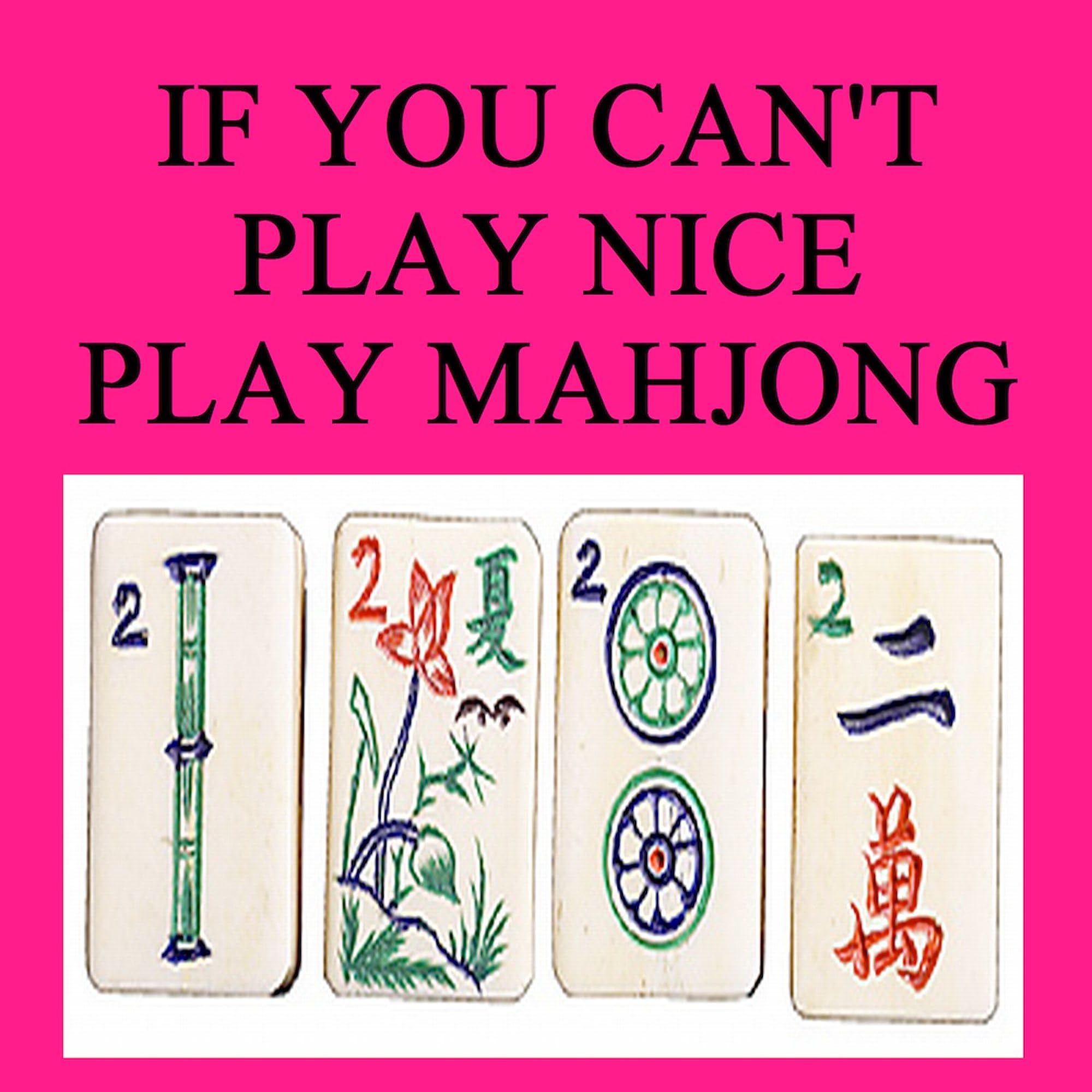 Mahjong Player Gifts - Funny Mahjong T-Shirts & Reusable Canvas Tote Bag - Eco-Friendly Shopping Bag for Groceries, Beach & Daily Use