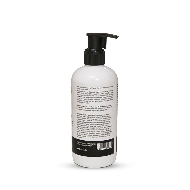 Lashika Nutri Plus Shampoo with Flax Seeds, Aloe Vera, Neem, Tulsi & Shea Butter - 300ml Natural Hair Care for Stronger, Healthier Hair - Daily Use for Damaged, Dry & Frizzy Hair