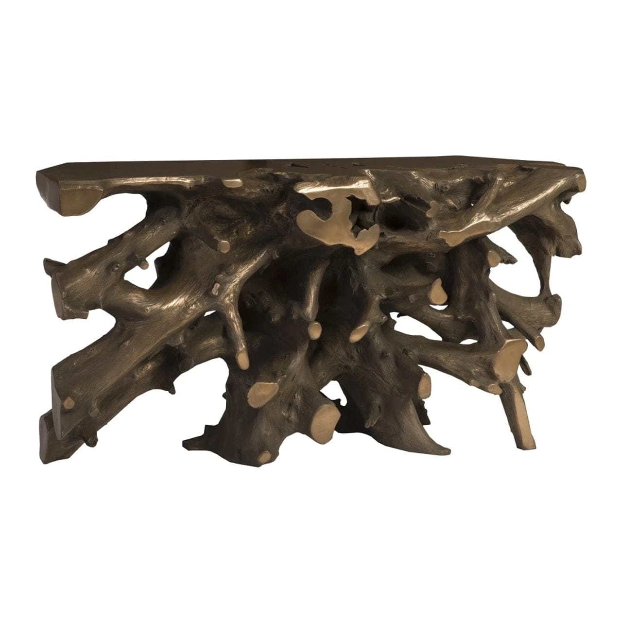 Bronze Cast Root Console Table - Elegant Entryway Furniture for Hallway, Living Room & Foyer Decor