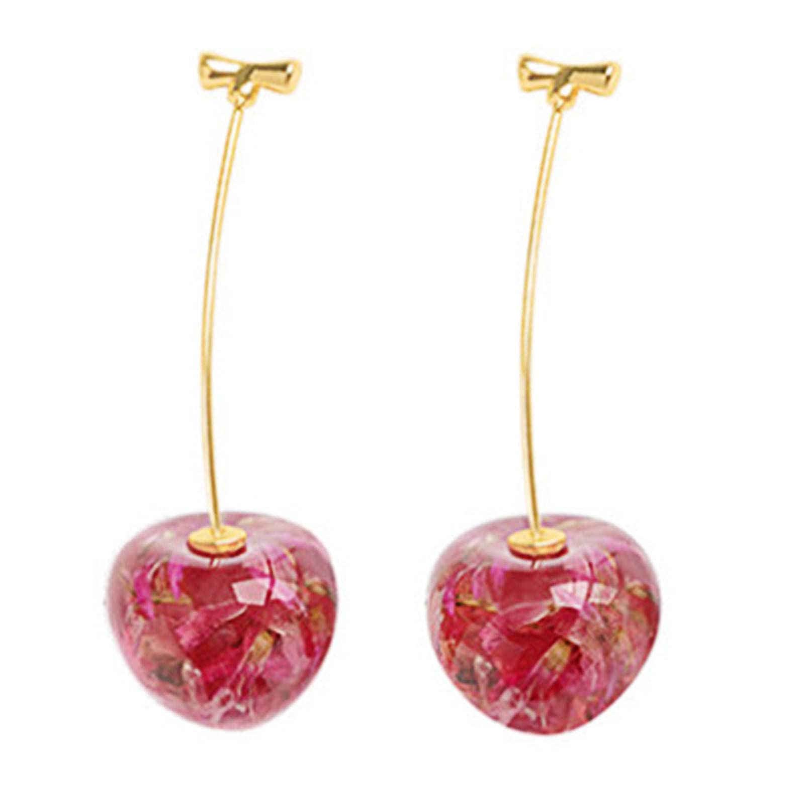Stylish Cherry Drop Dangle Earrings for Women & Girls - Fashionable Fruit Stud Earrings Jewelry for Parties, Weddings & Daily Wear