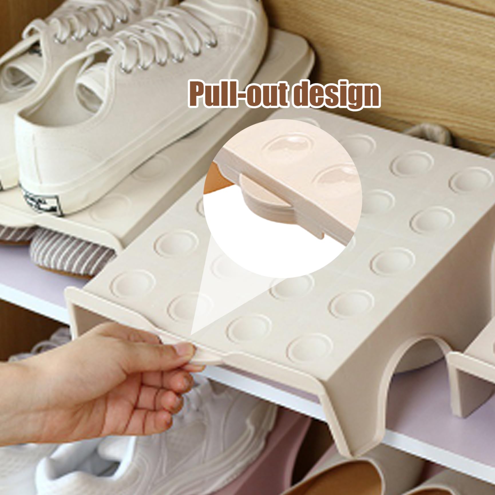 4-Pack Non-Slip Double Layer Shoe Stacker Organizer - Space Saving Plastic Shoe Rack for 8 Pairs of Shoes (Sandals, Heels, Flats, Sneakers) - Perfect for Closet, Bedroom & Entryway Organization