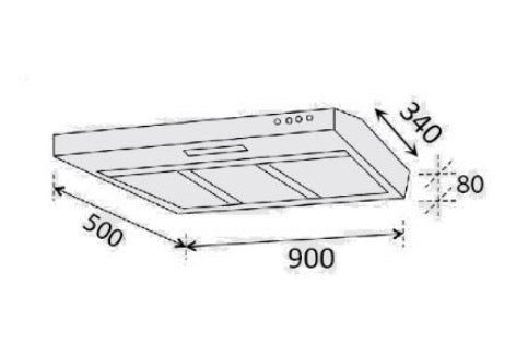 Ellane EH 9180 90cm Slimline Range Hood with Black Glass Panel - Modern Kitchen Ventilation for Smoke & Odor Removal