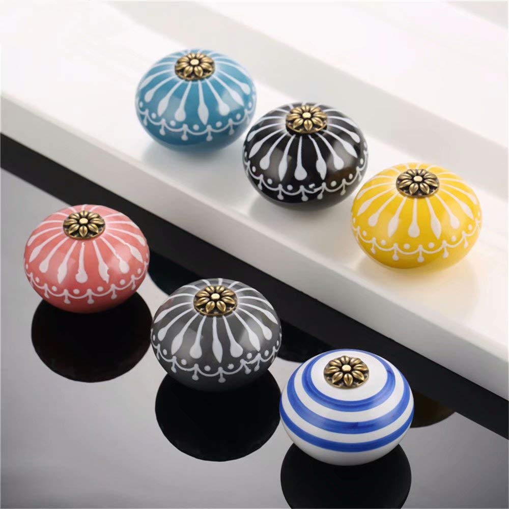 6-Pack Pink Ceramic Cabinet Knobs - Round Drawer Pulls for Cupboard, Dresser & Furniture (Perfect for Kitchen, Bathroom & DIY Home Decor)